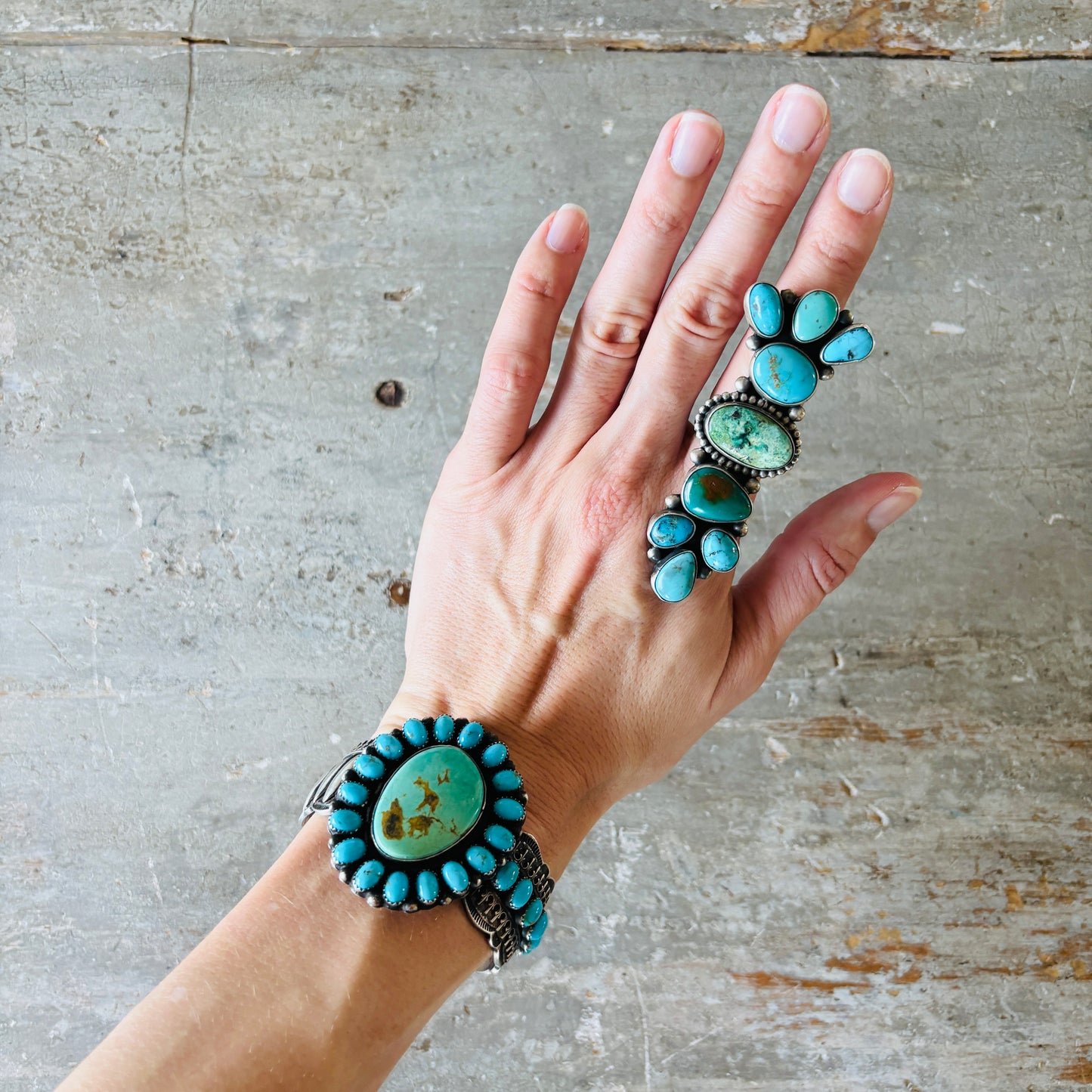 Navajo Betty Tom Sterling Silver & Multi Turquoise Statement Ring