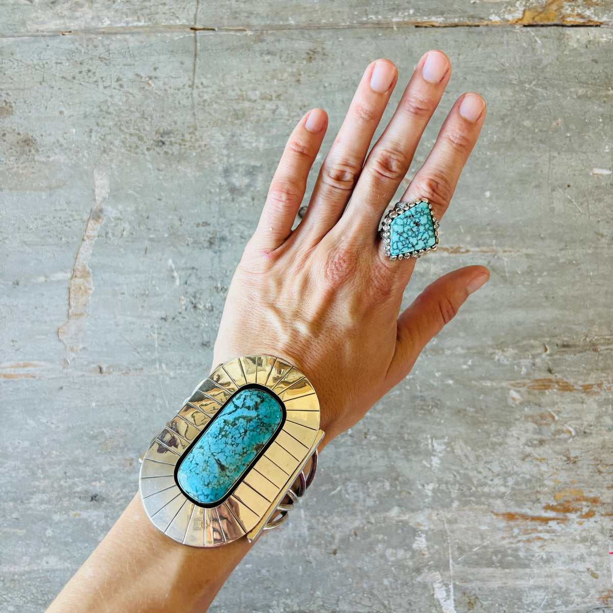 Navajo Sam Gray Sterling Silver & High Grade Kingman Statement Ring