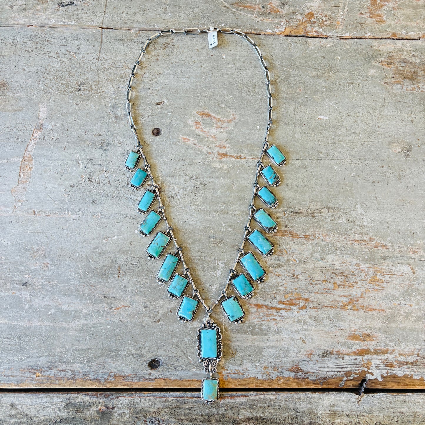 Navajo Brenda Jimenez Sterling Silver & Kingman Turquoise Statement Necklace