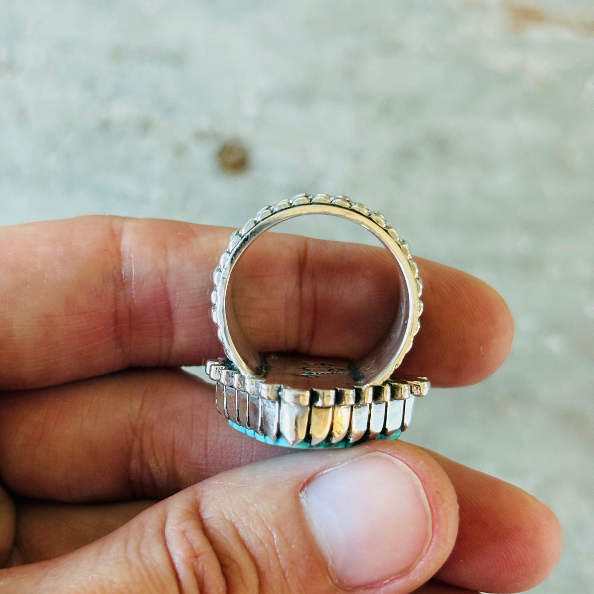 Navajo Sam Gray Sterling Silver & High Grade Kingman Statement Ring