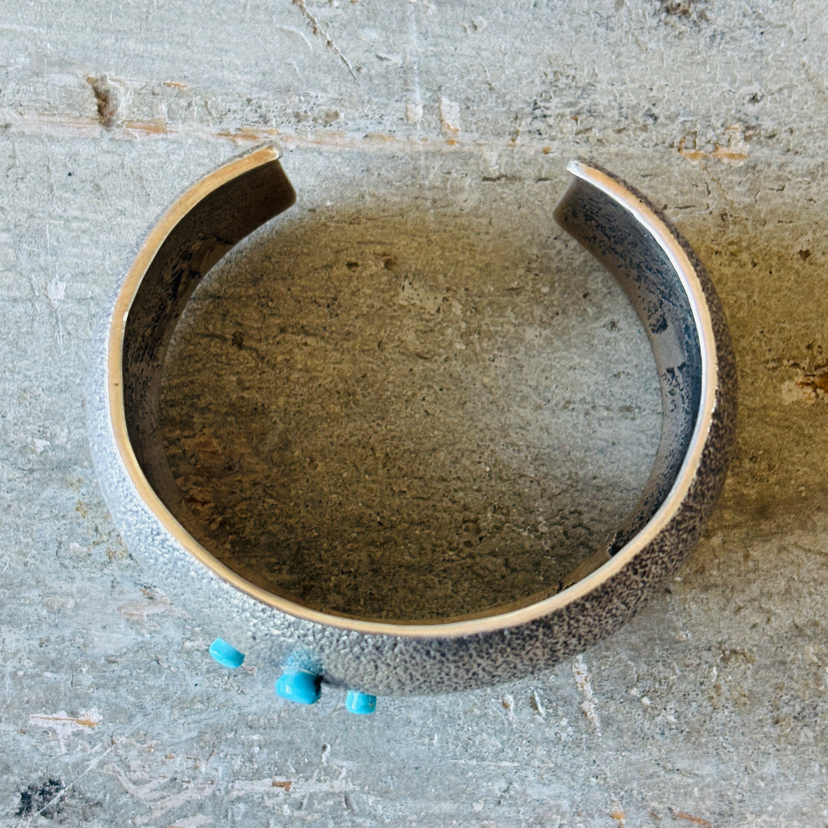 Navajo Aaron Anderson Sterling Silver & Turquoise Tufa Cast Cuff