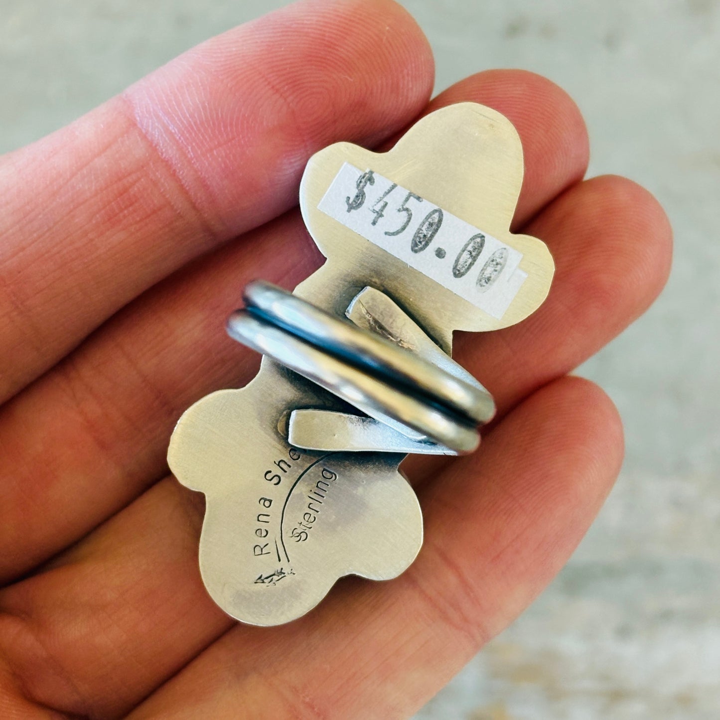 Navajo Rena Shelly Sterling Silver & Golden Hills Cluster Ring