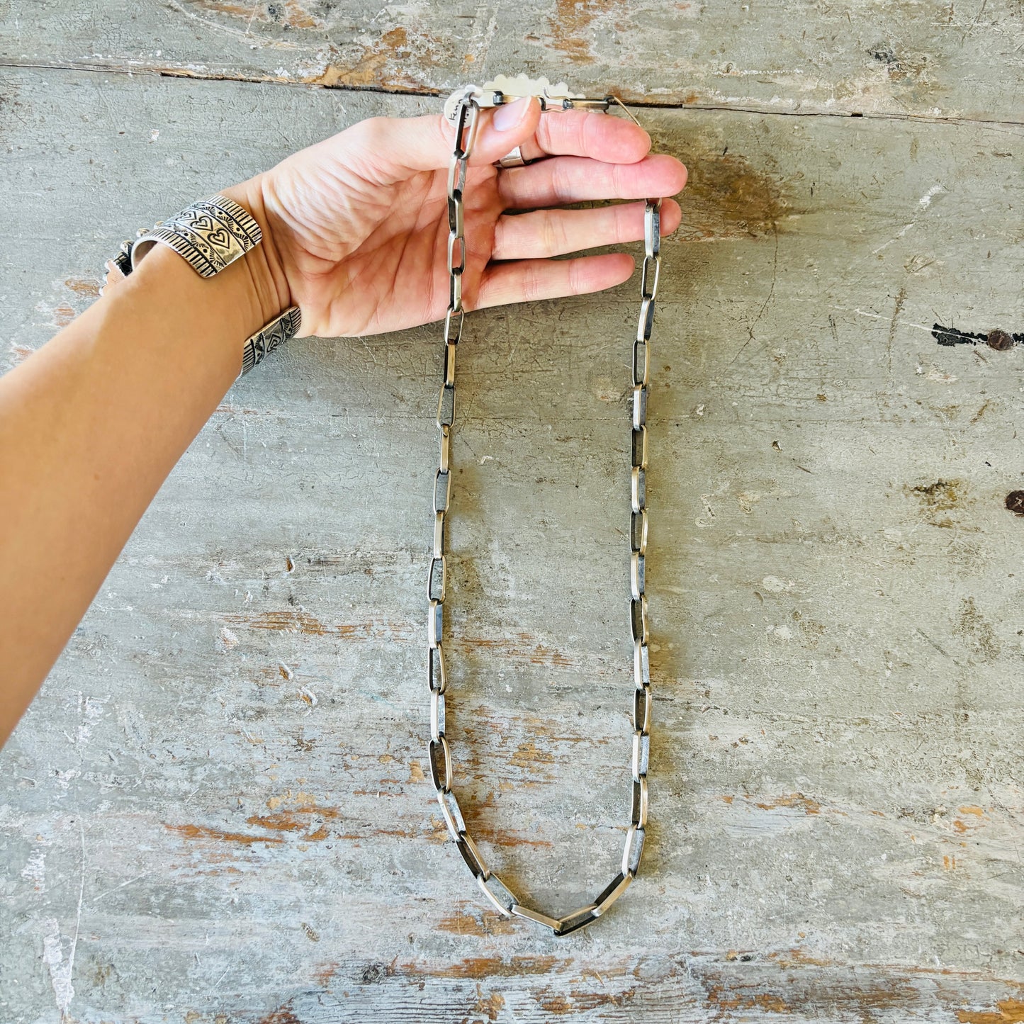 Navajo Kevin Shorty Sterling Silver Paperclip Chain