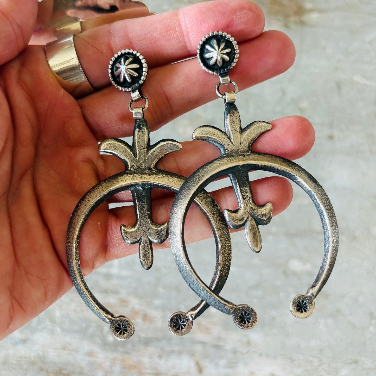 Navajo Braxton Parkett Sterling Silver Naja Earrings