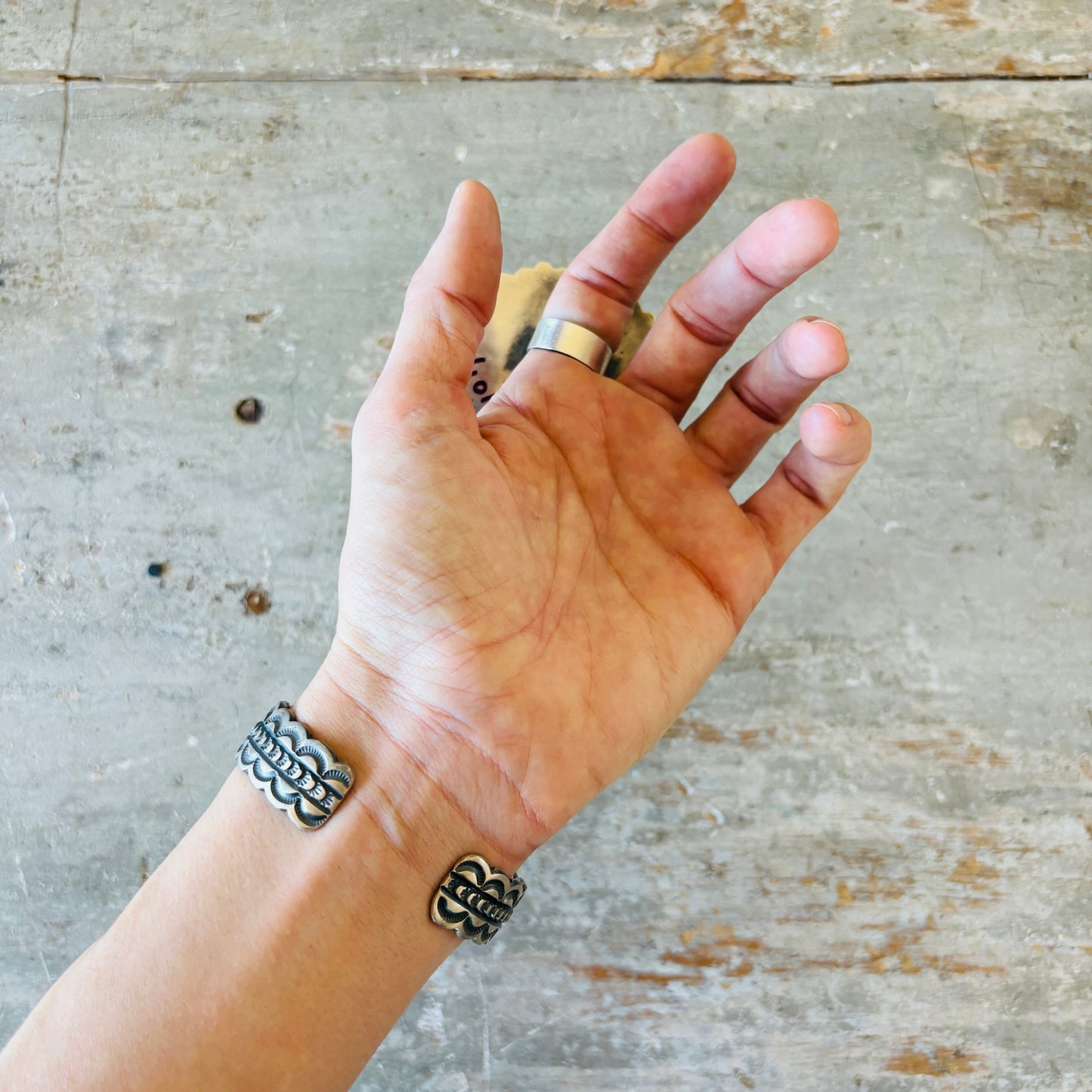 Navajo Randy Boyd Sterling Silver & Blue Ridge Turquoise Stacker Cuff