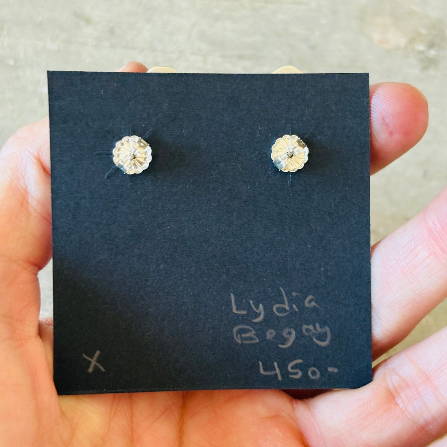 Navajo Lydia Begay Sterling Silver & Kingman Cluster Earrings
