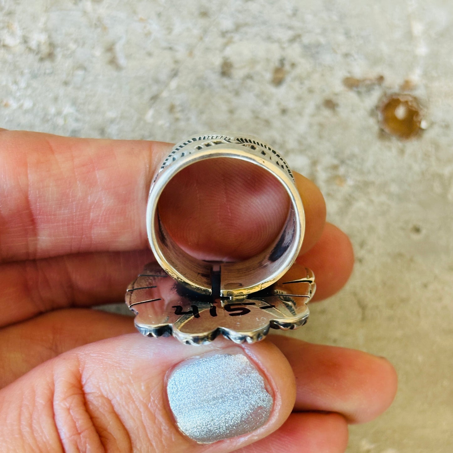 Navajo Elroy Chavez Sterling Silver & Kingman Turquoise Ring