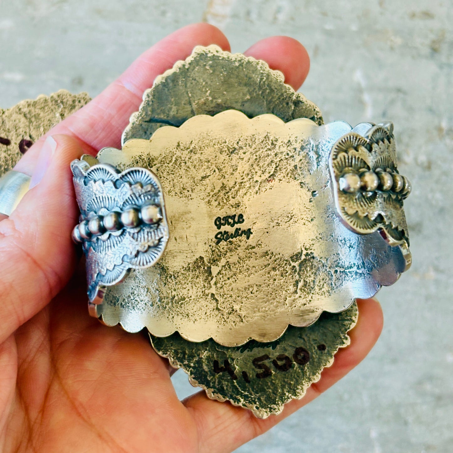 Navajo Glenn Livingston Sterling Silver & Desert Rose Turquoise Statement Cuff
