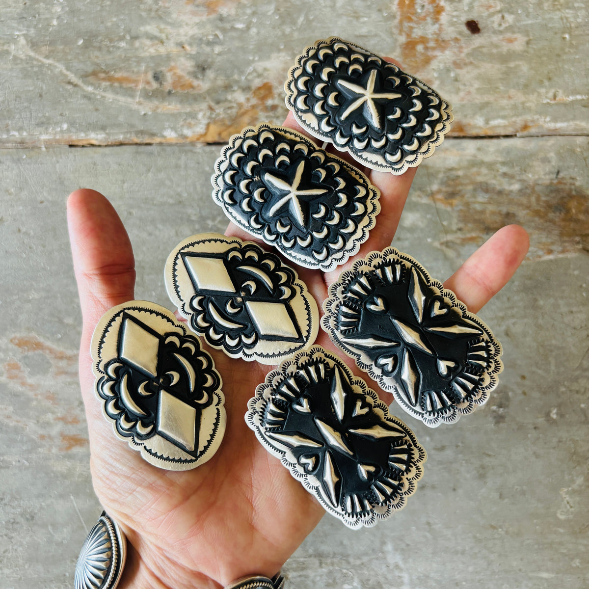 Navajo Leander Tahe Sterling Silver Shield Earrings