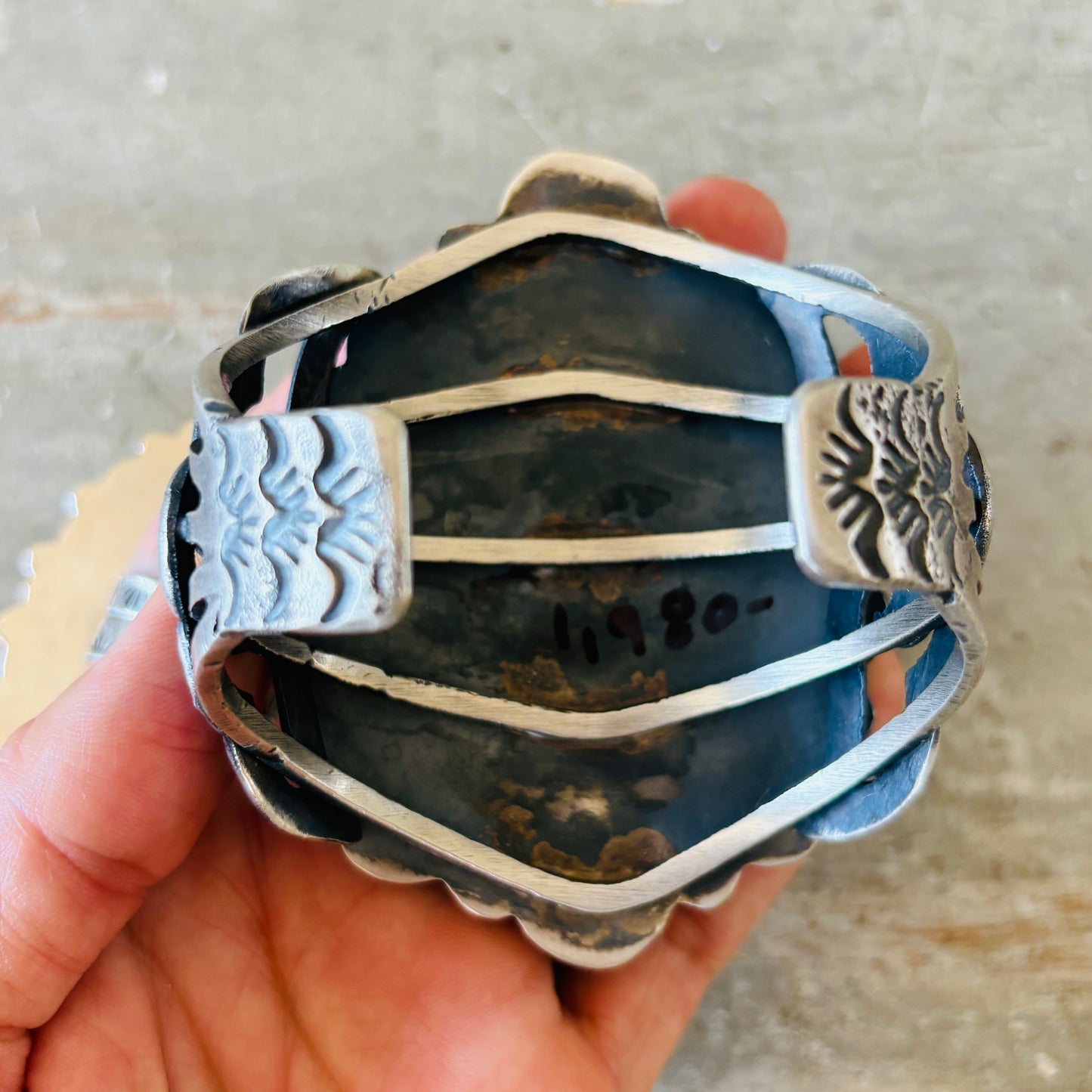 Navajo Kindale Billah Sterling Silver & Royston Turquoise Cluster Statement Cuff