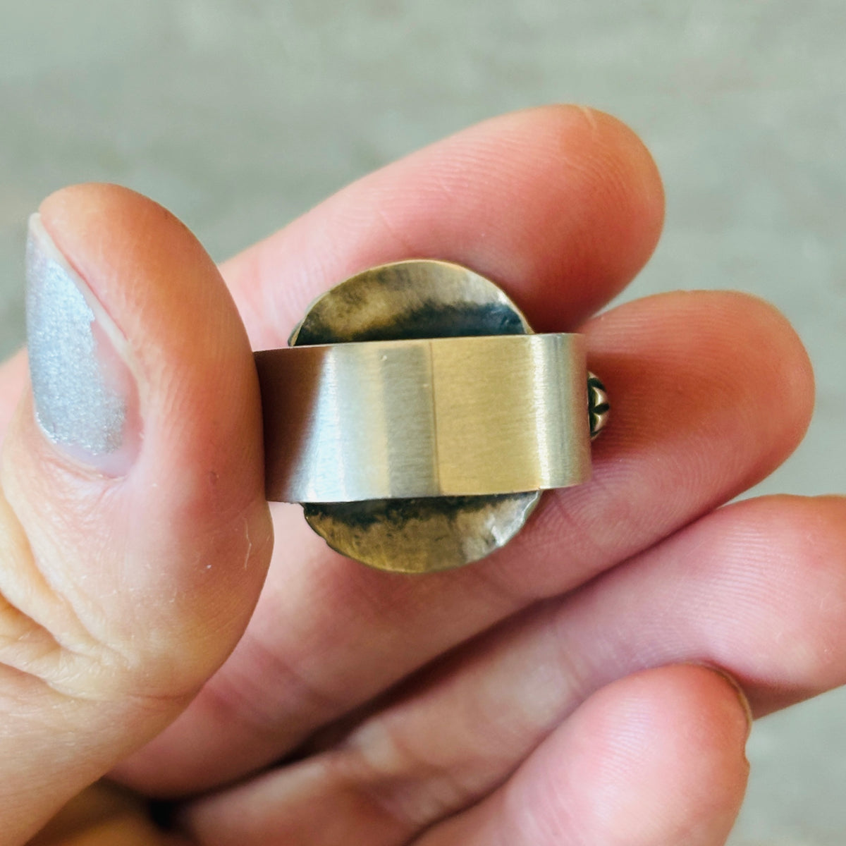 Navajo Herman Smith Sterling Silver & Red Coral Tufa Cast Ring