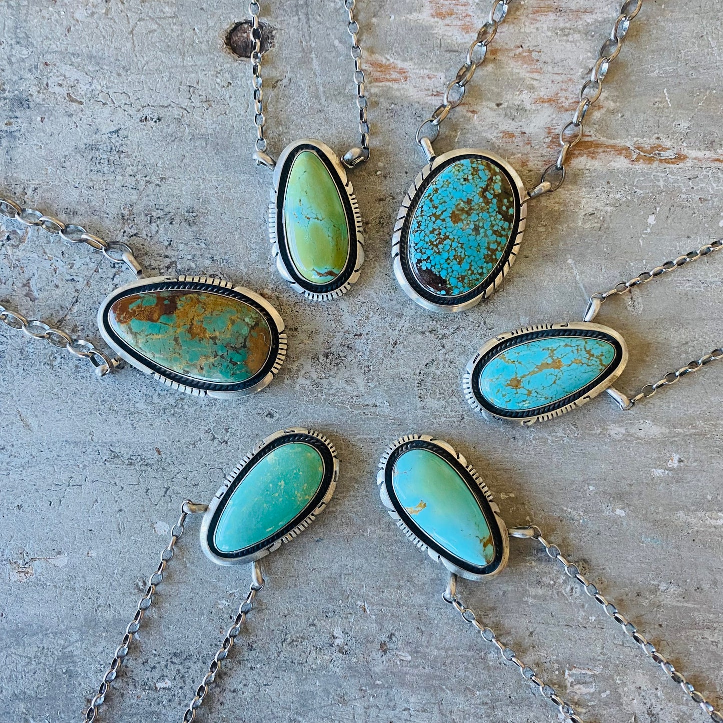 Navajo Alfred Martinez Sterling Silver & Kingman Turquoise Necklace