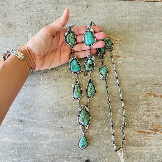 Navajo Brenda Jimenez Sterling Silver & Royston Turquoise Lariat