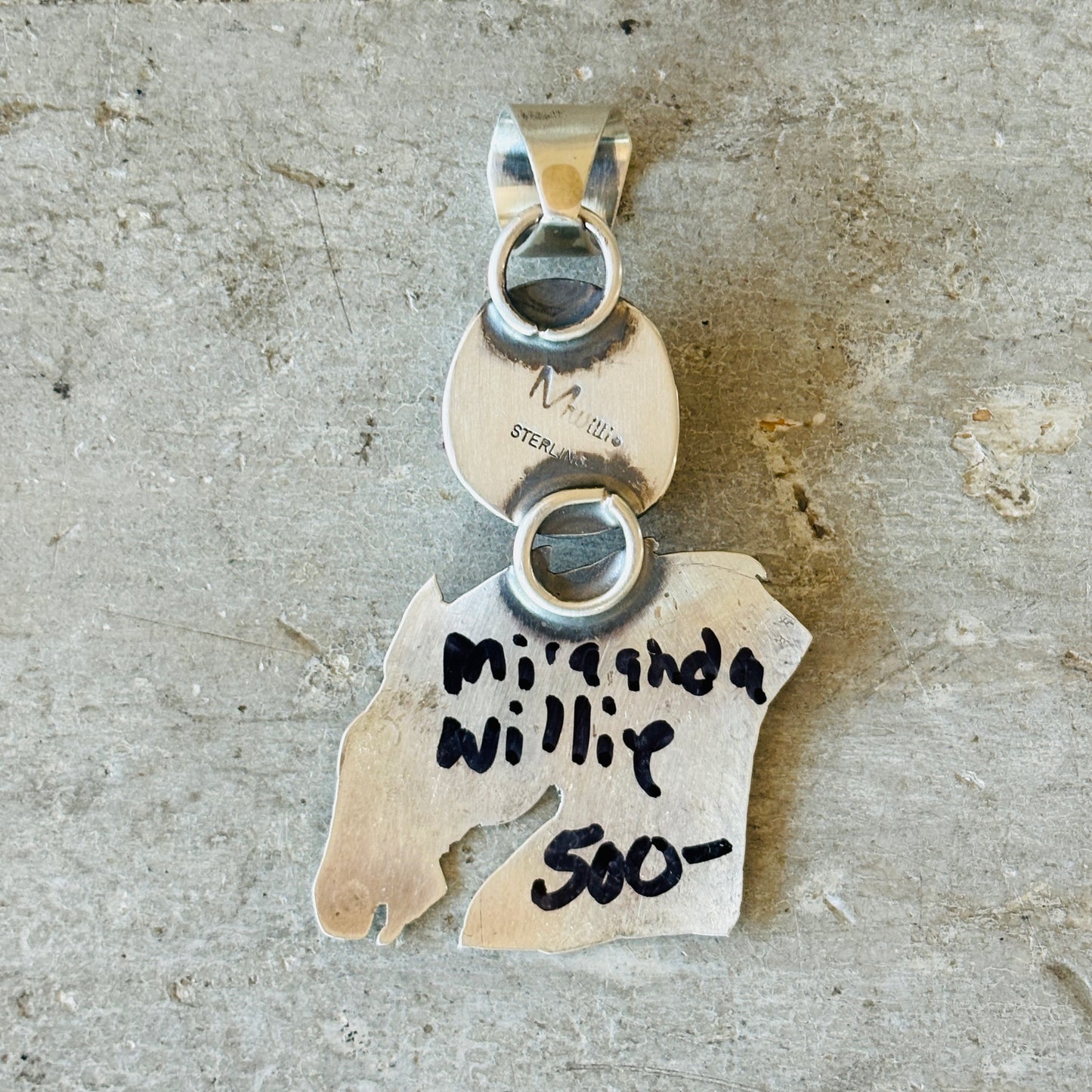 Navajo Miranda Willie Sterling Silver & Kingman Horse Head Pendant