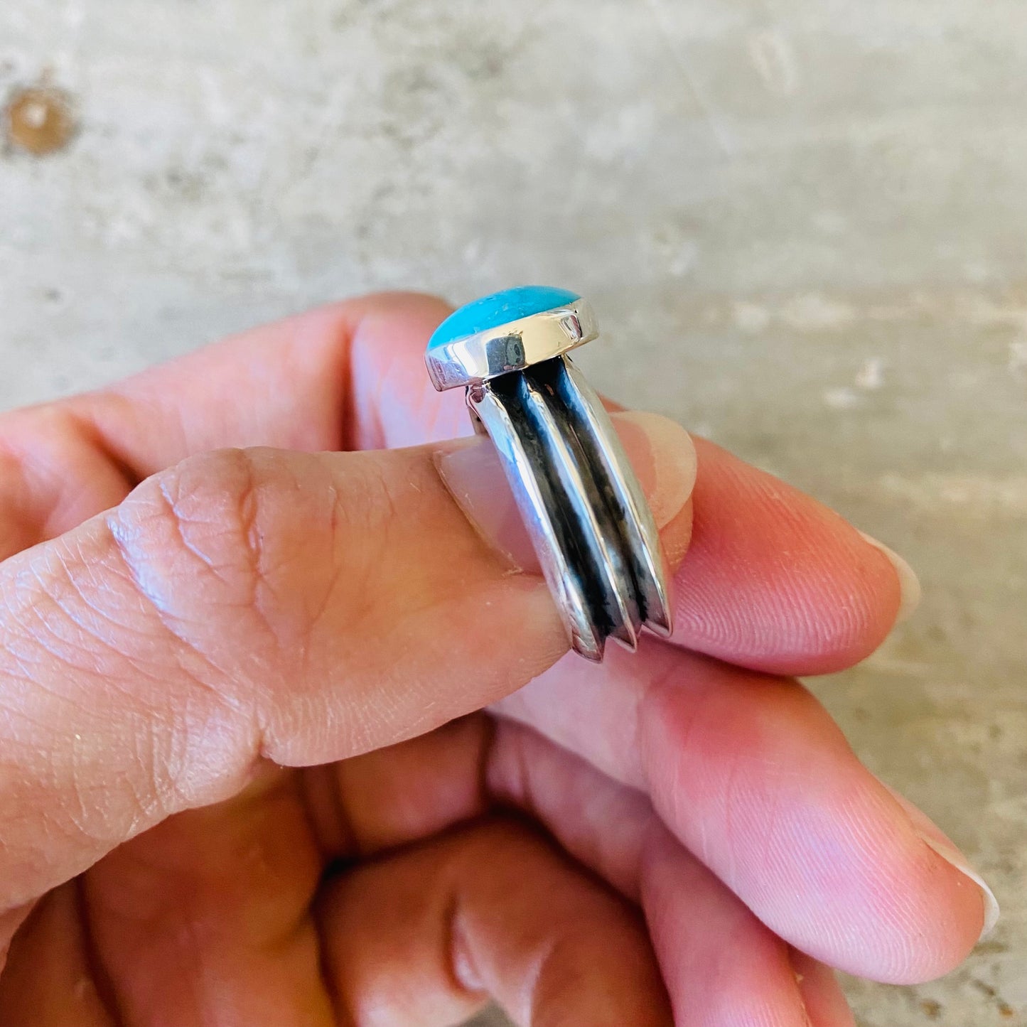 Navajo Signed Sterling Silver & Turquoise Ring