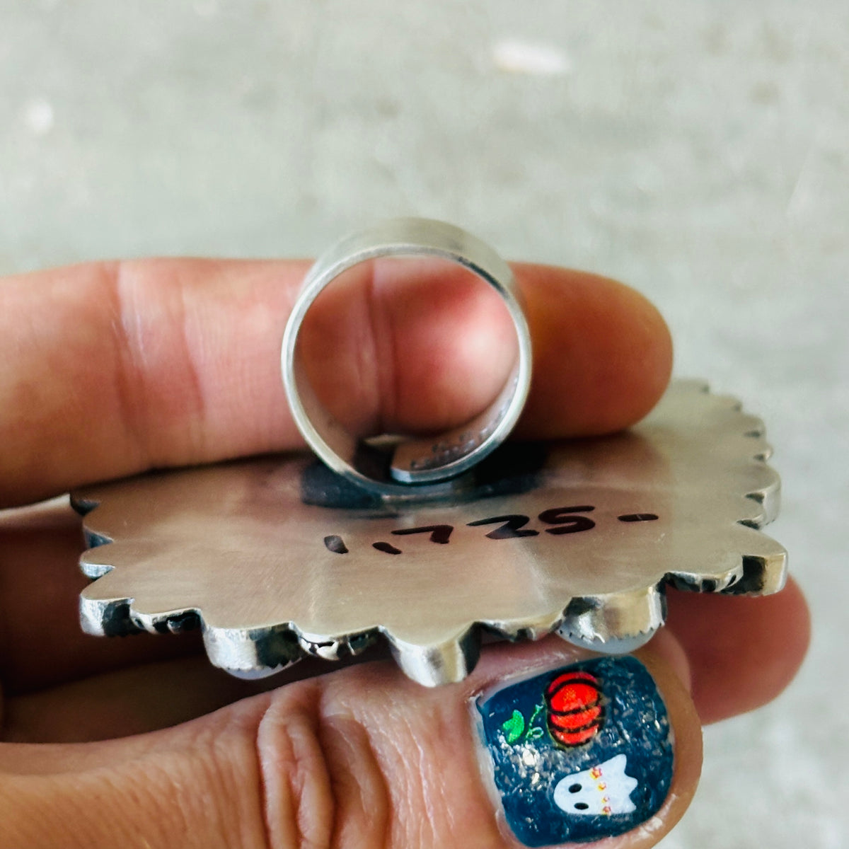 Navajo Kindale Billah Sterling Silver - Ceramic - Mother of Pearl & Black Onyx Witch Ring