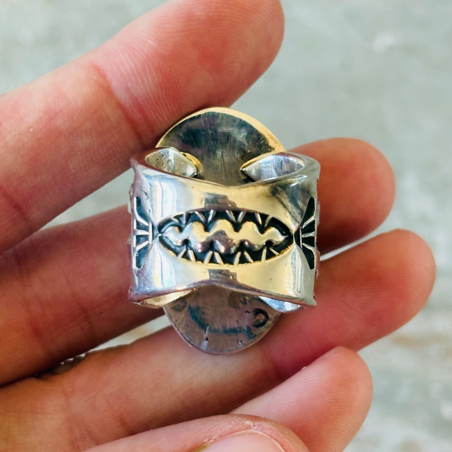 Navajo Tommy Jackson Sterling Silver & Kingman Ring
