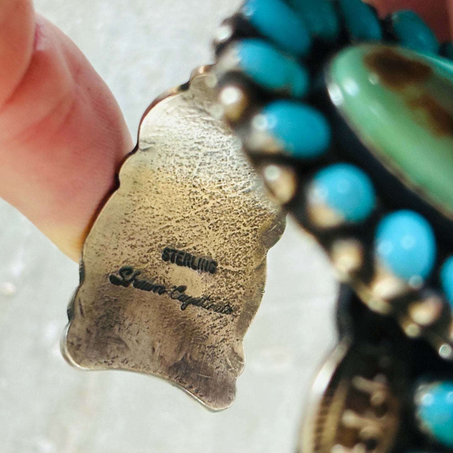 Navajo Shawn Cayatineto Sterling Silver & Kingman Turquoise Statement Cuff