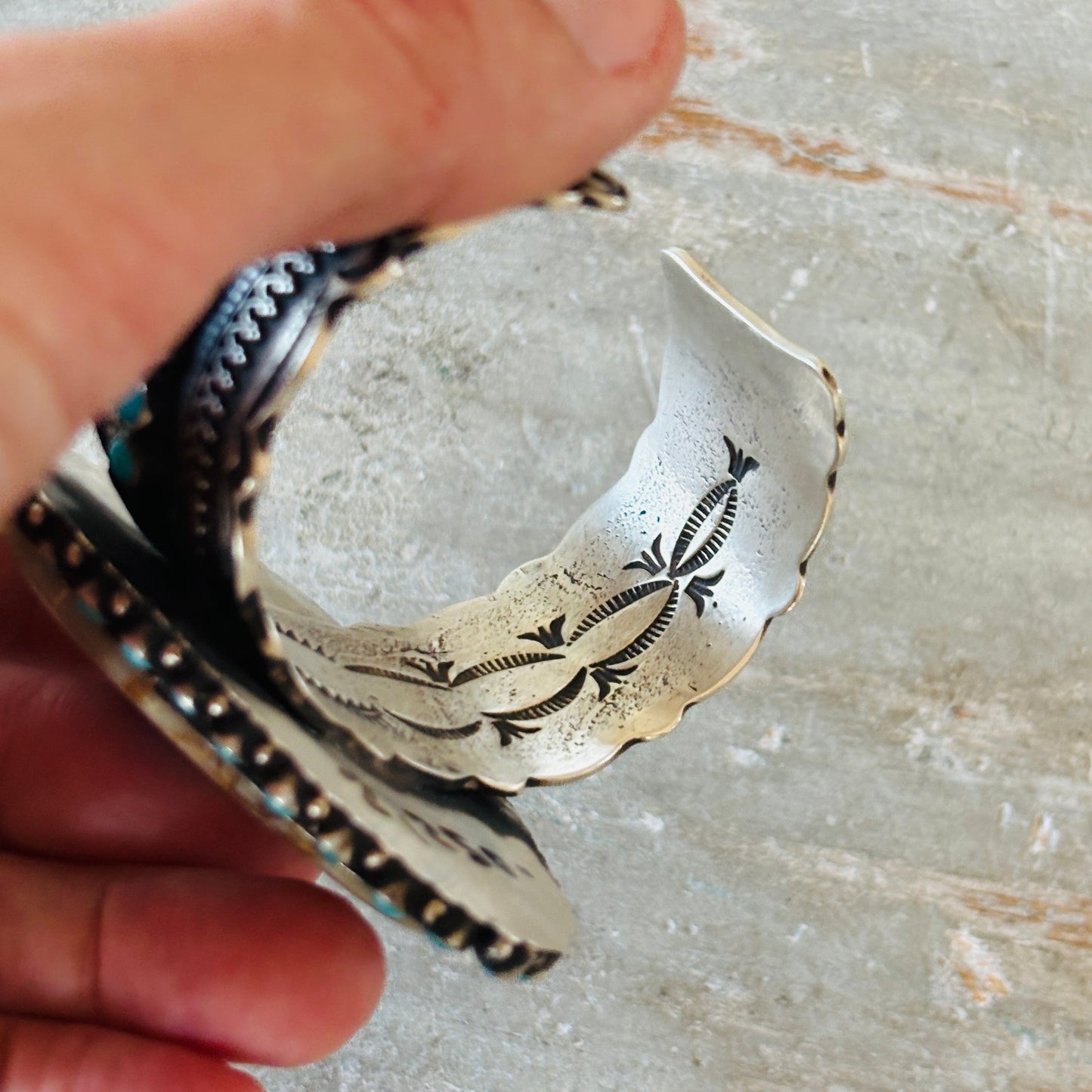 Navajo Shawn Cayatineto Sterling Silver - Royston & Kingman Turquoise Statement Cuff
