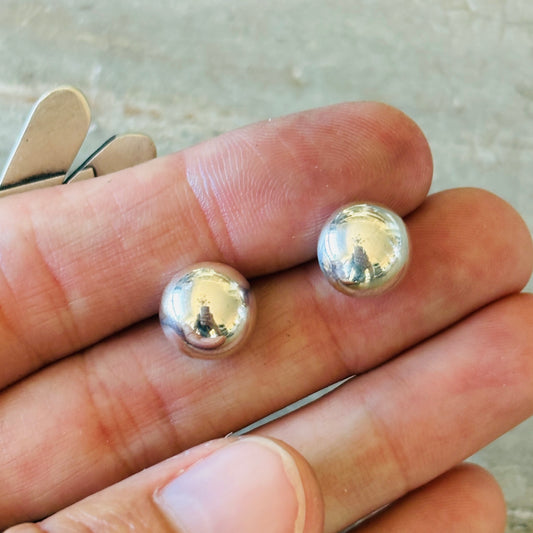 Navajo Sterling Silver Button Earrings