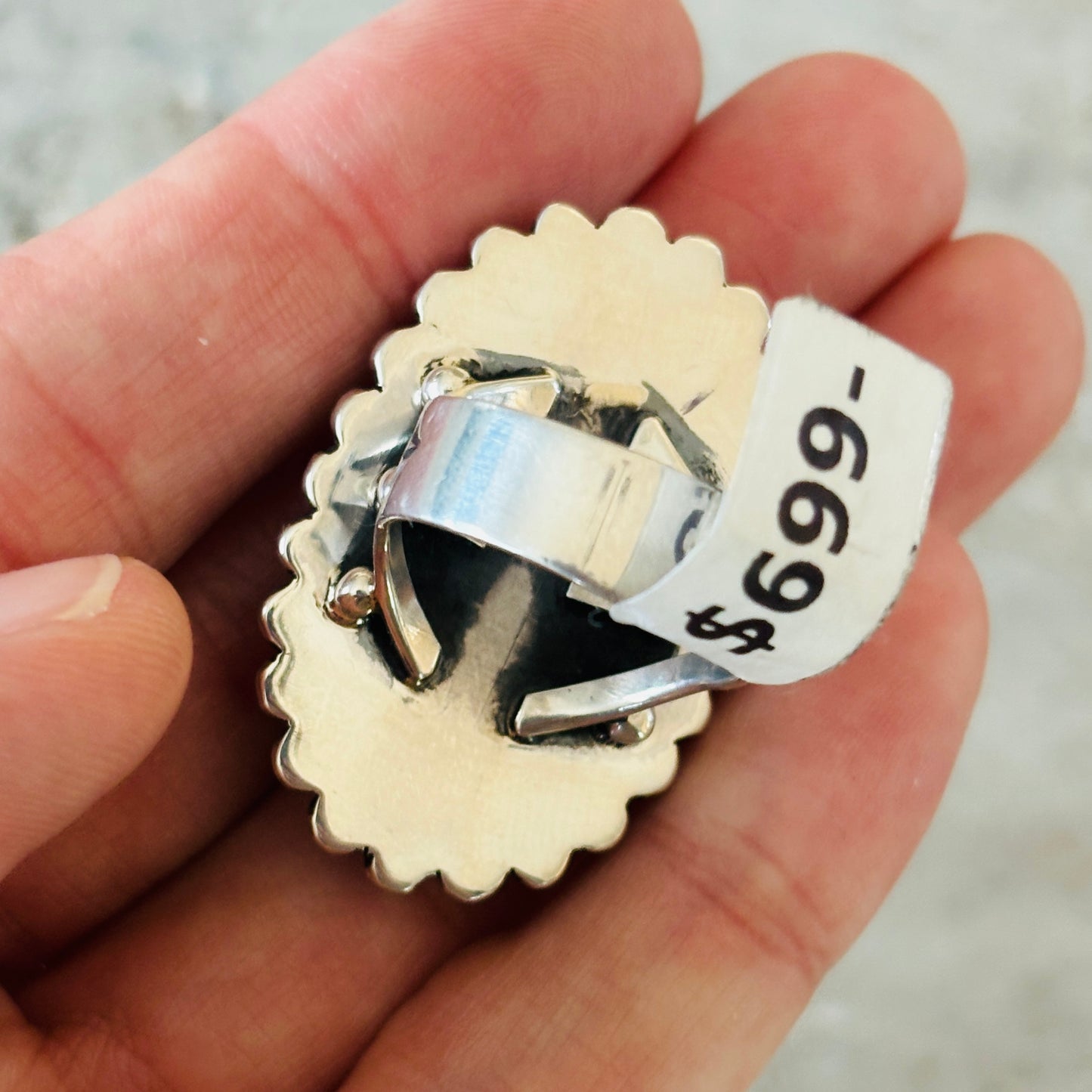 Navajo Happy Piasso Sterling Silver & Web Kingman Starburst Ring