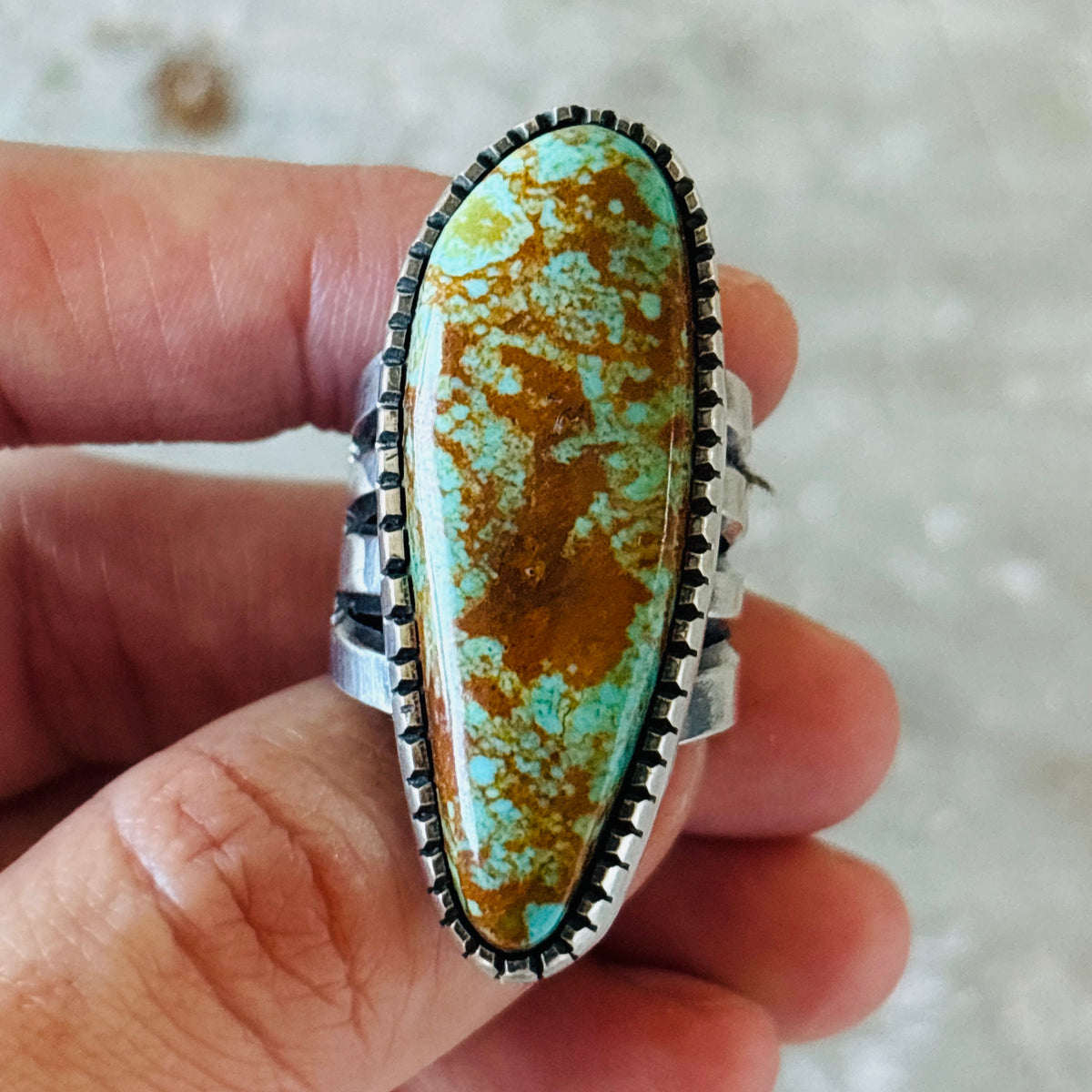 Navajo Stanford Yazzie Sterling Sterling & #8 Turquoise Ring