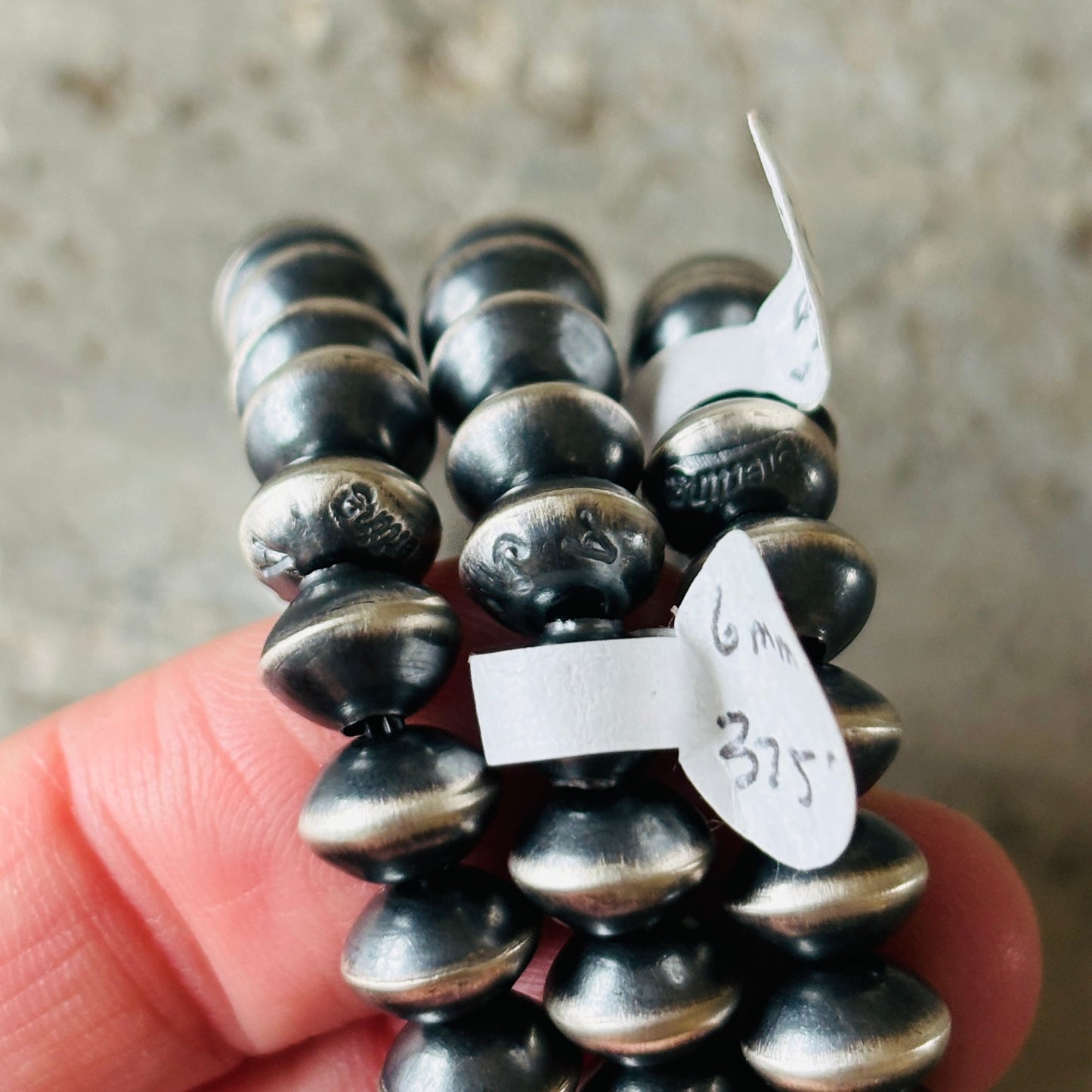 Navajo Preston Haley Sterling Silver 6mm Handmade Pearls Stretchy Bracelet