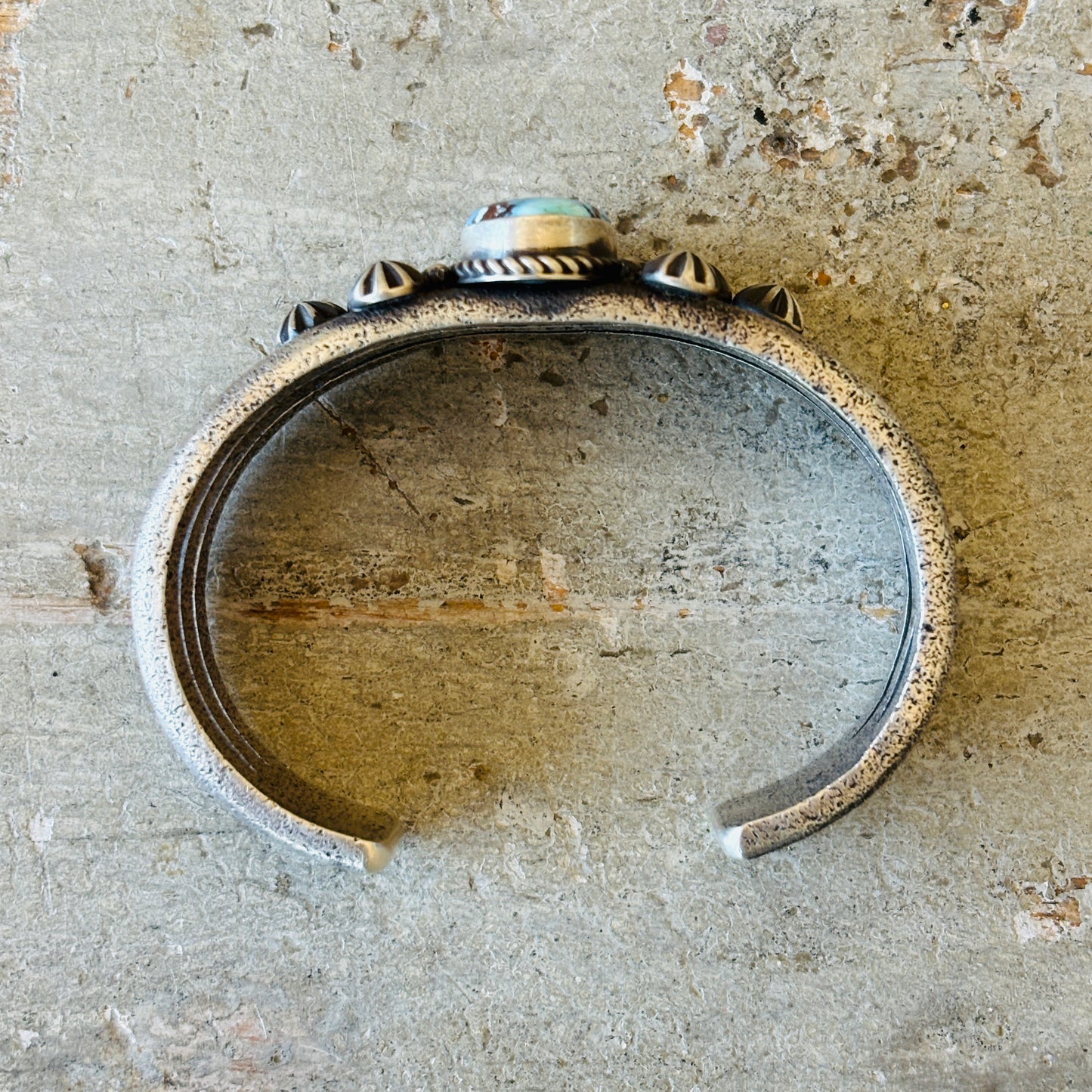 Navajo Herman Smith Sterling Silver & Golden Hills Turquoise Stacker Cuff
