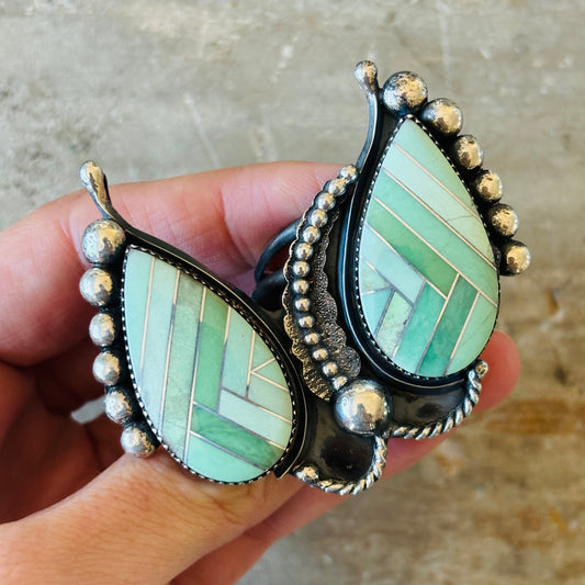 Navajo Marcus Chavez Sterling Silver Multi Stone Ombré Statement Ring