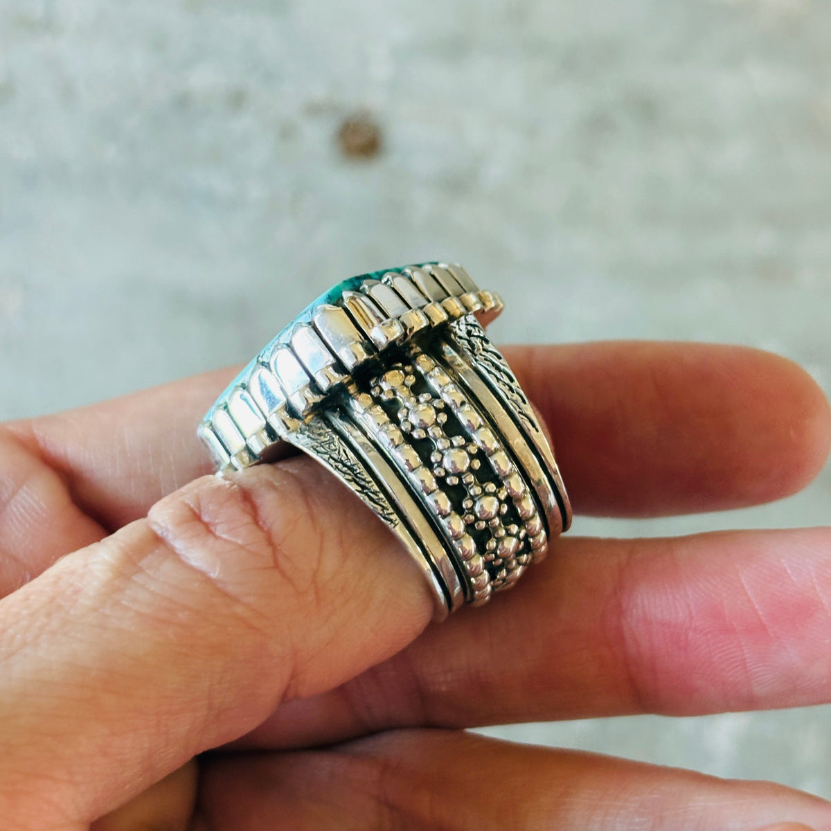 Navajo Sam Gray Sterling Silver & High Grade Kingman Statement Ring