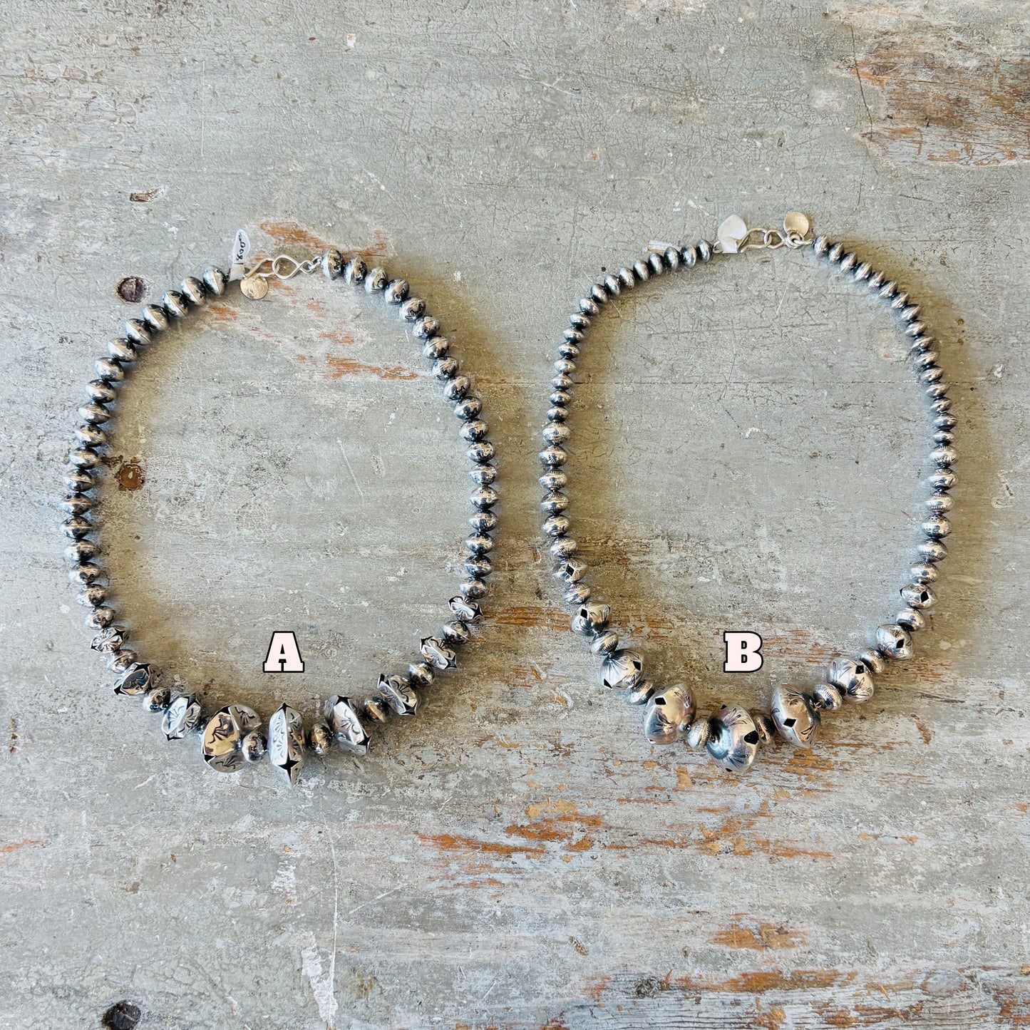 Navajo Lyanne Goodluck Sterling Silver Graduated Handmade Pearls Necklace