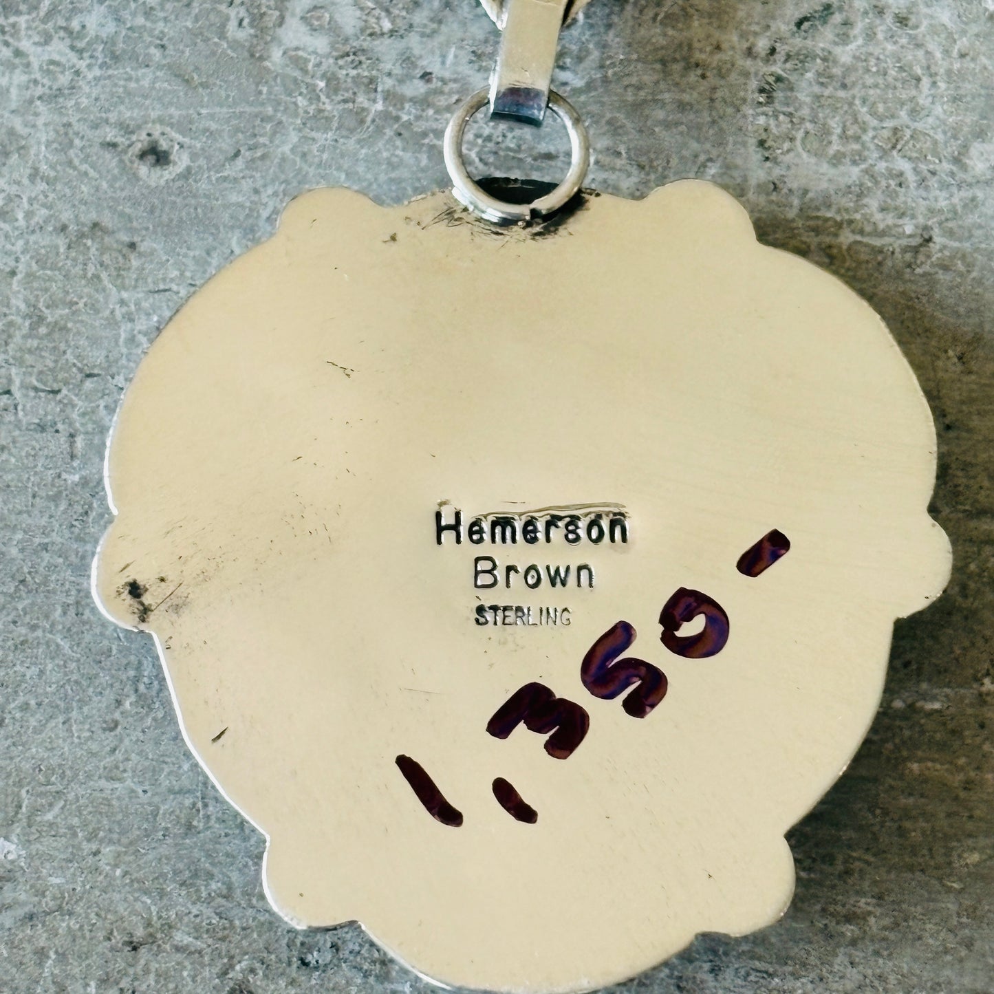 Navajo Hemerson Brown Sterling Silver & Abalone Shell Hearts Pendant