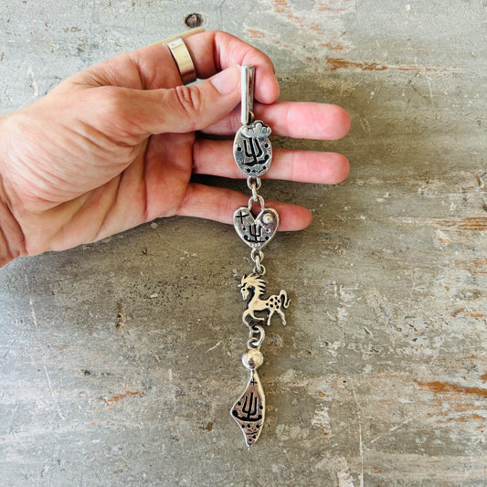 Tohono O’odham James Fendenheim Sterling Silver Cacti & Horse Pendant