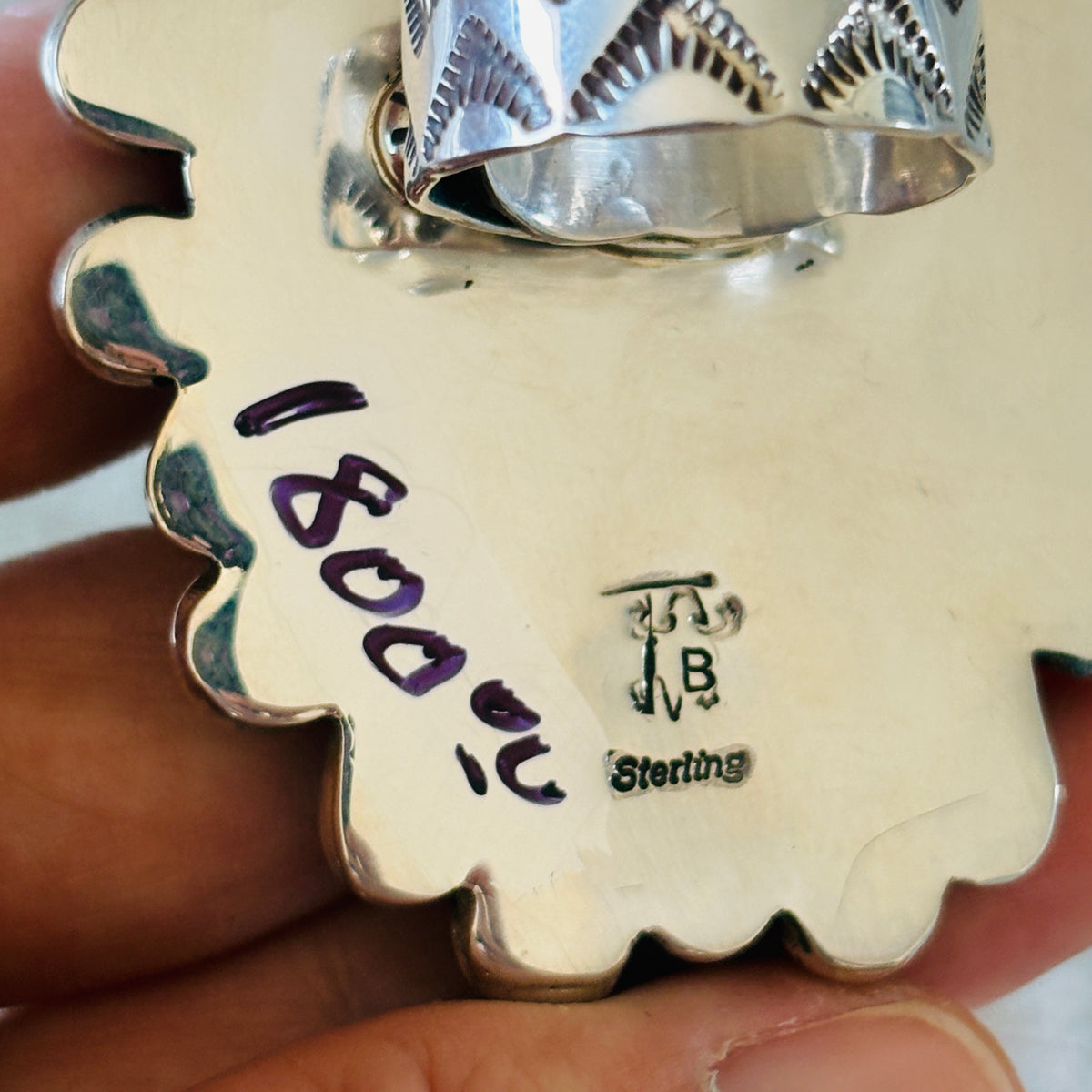Navajo Tyler Brown Sterling Silver & Kingman Turquoise Cluster Ring