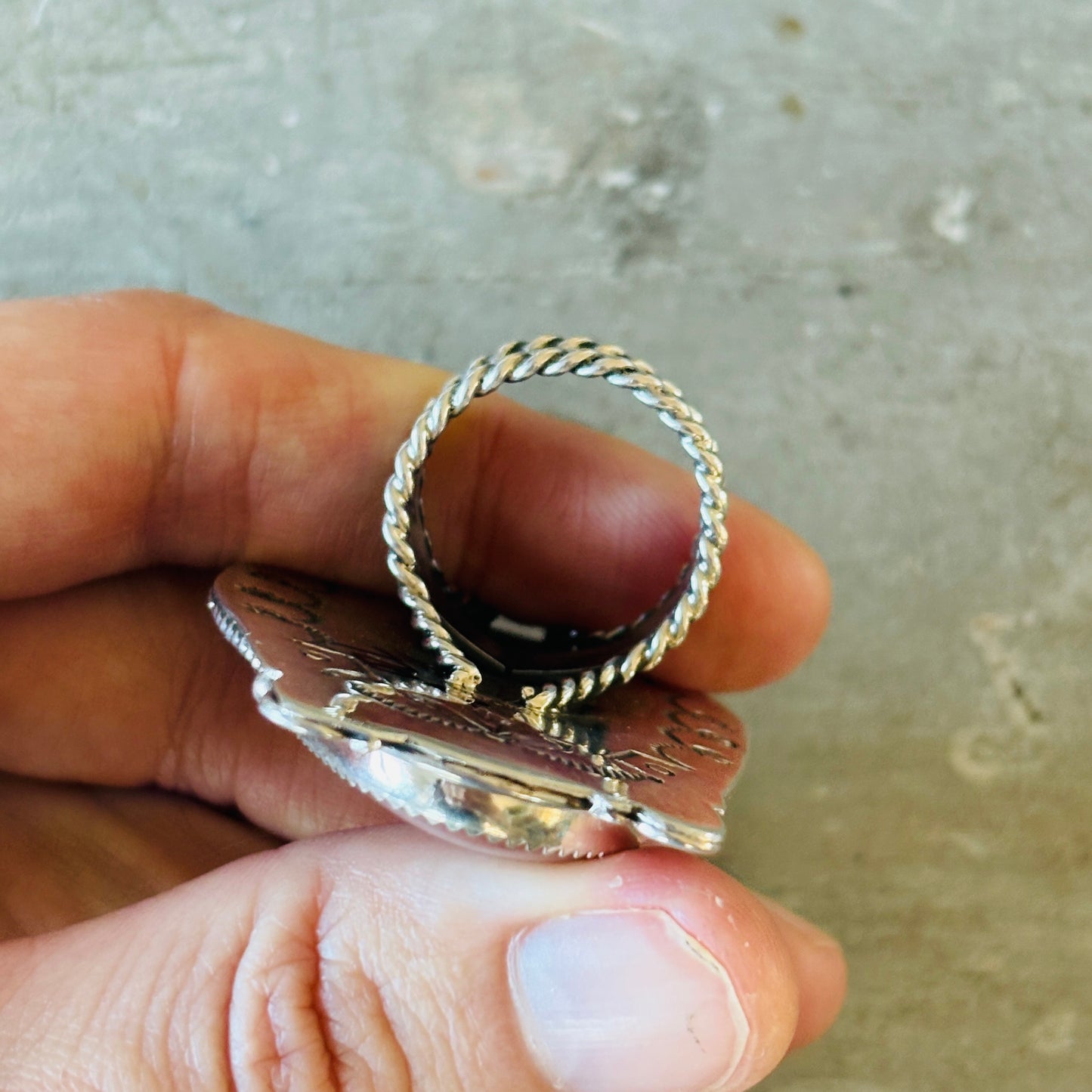 Navajo Bryan Tom Sterling Silver - Celestial Agate & Turquoise Mountain Statement Ring