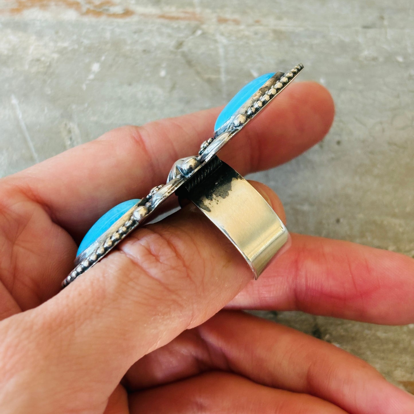Navajo Braxton Parkett Sterling Silver & Turquoise Statement Ring