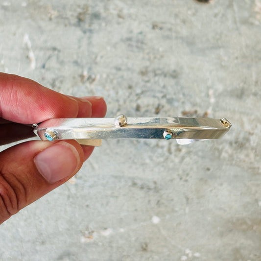 Navajo Veronica Benally Sterling Silver & Turquoise Carinated Cuff