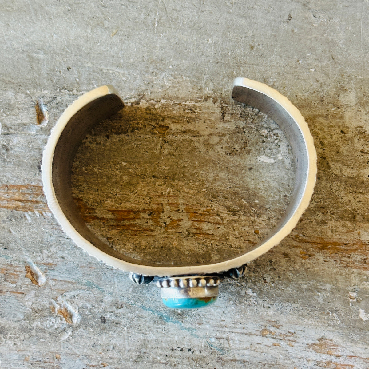Navajo Herman Smith Sterling Silver & Kingman Turquoise Stacker Cuff