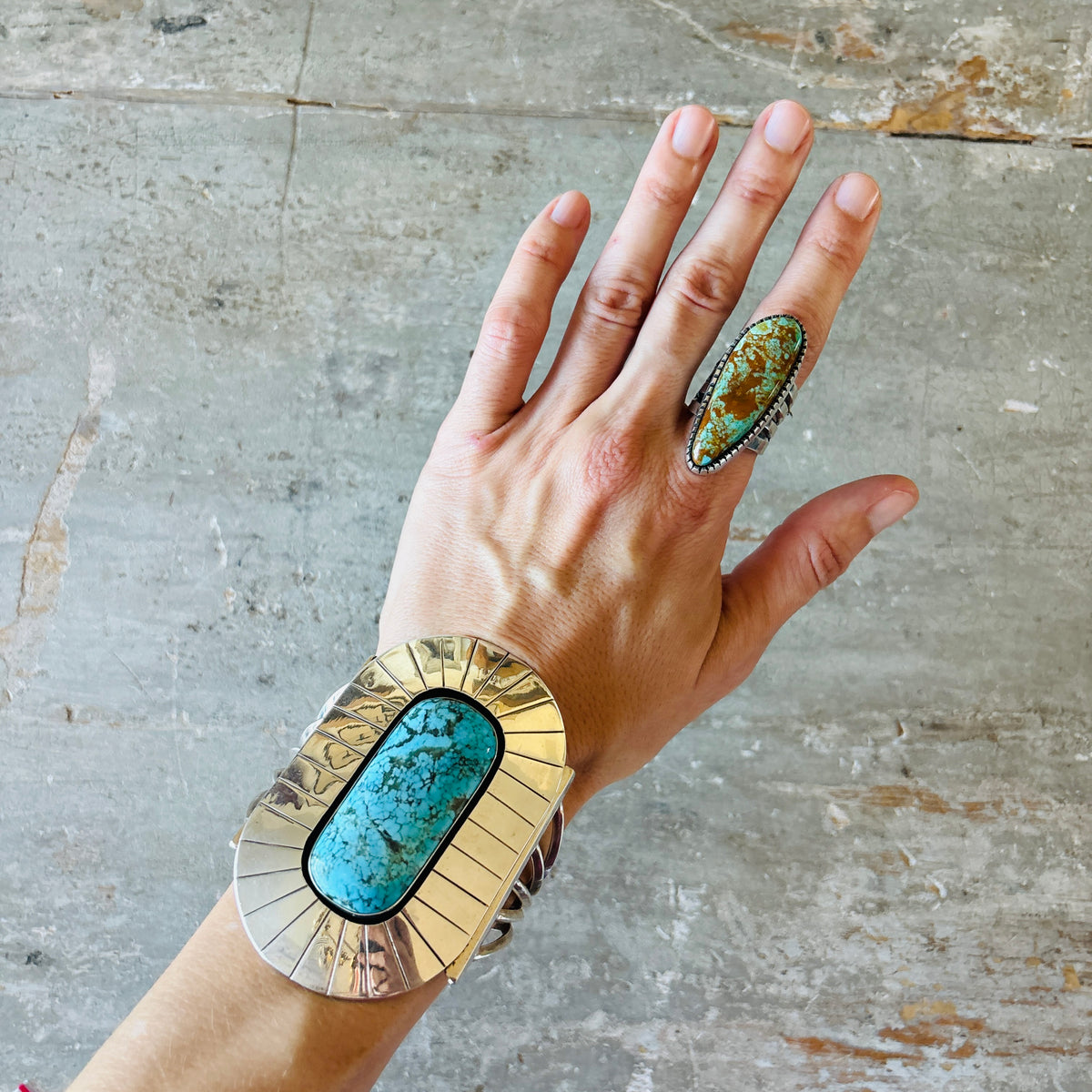 Navajo Stanford Yazzie Sterling Sterling & #8 Turquoise Ring