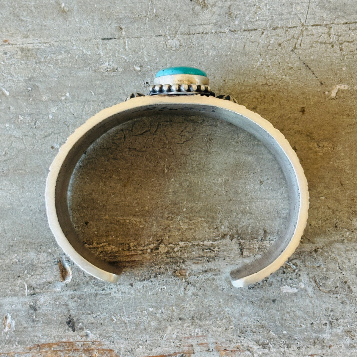 Navajo Herman Smith Sterling Silver & Kingman Turquoise Stacker Cuff