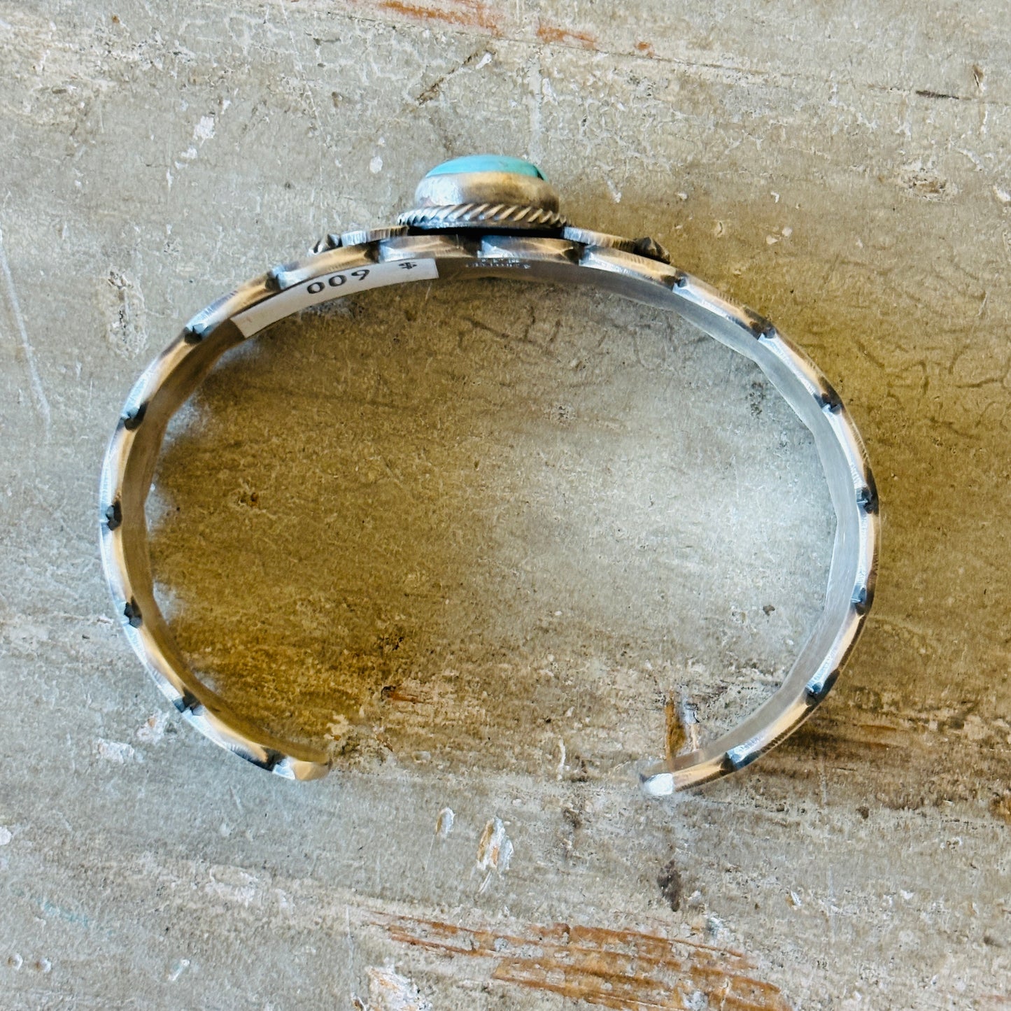 Navajo Randy Boyd Sterling Silver & Blue Ridge Turquoise Stacker Cuff