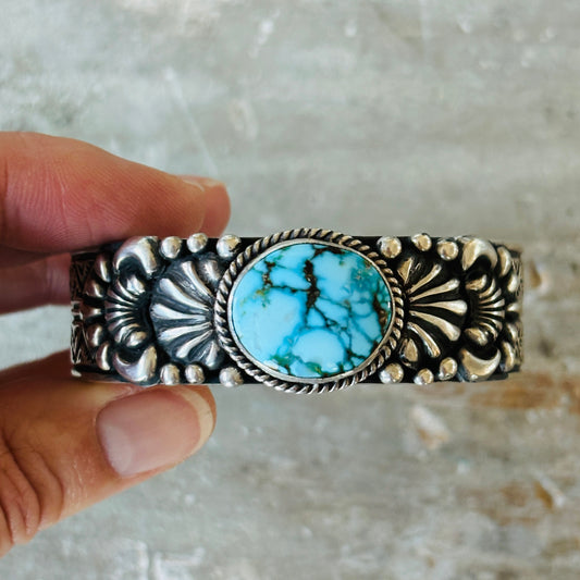 Navajo Tsosie Willie Sterling Silver & Web Kingman Stacker Cuff