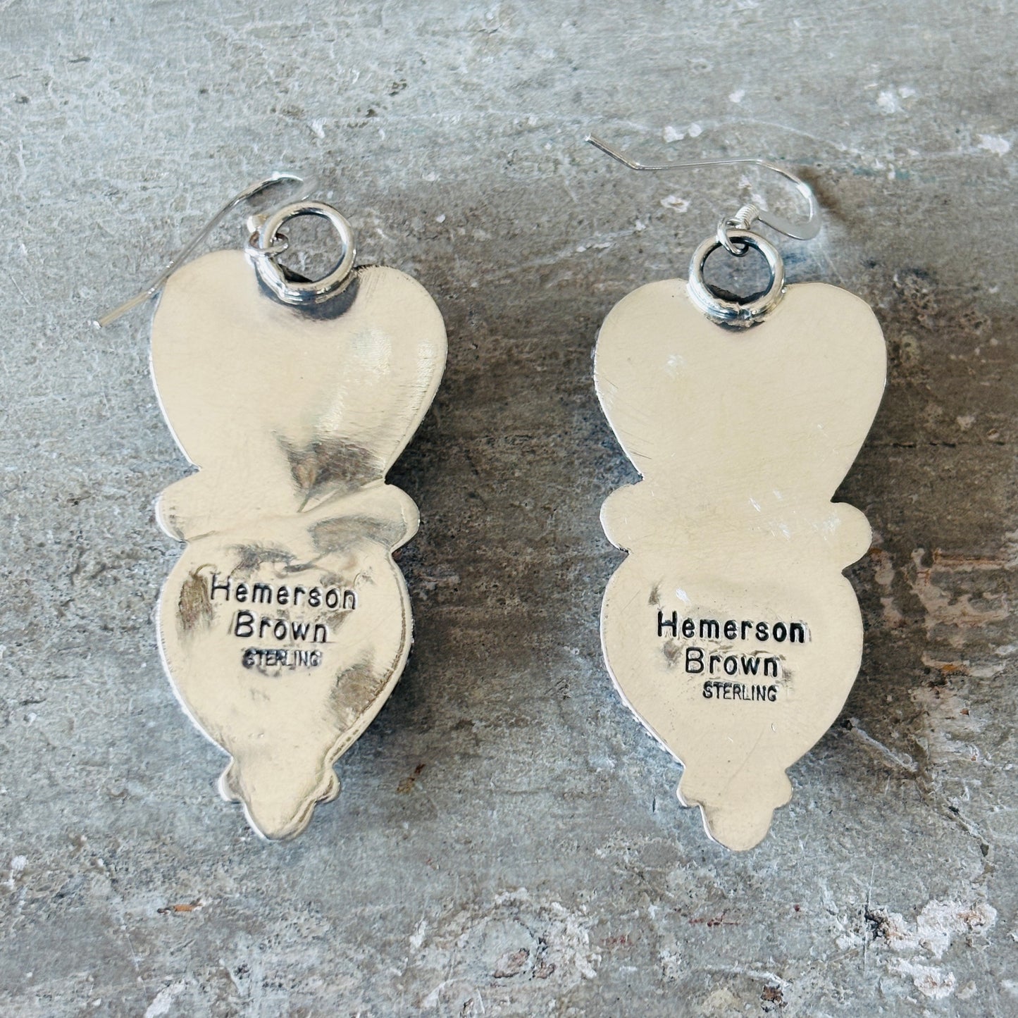 Navajo Hemerson Brown Sterling Silver & Lapis Heart Earrings
