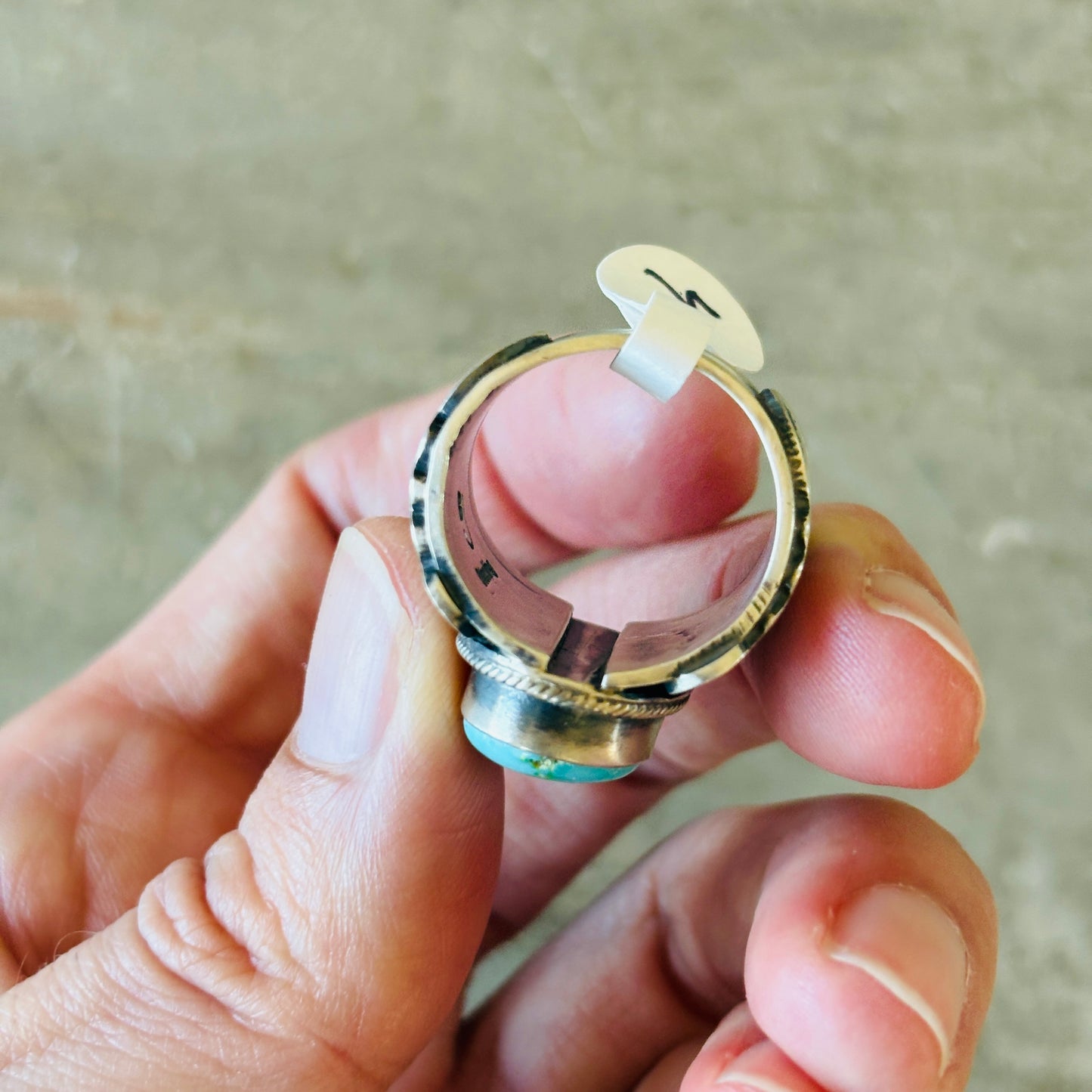 Navajo Benjamin Jimenez Silver Silver & Sonoran Mountain Turquoise Ring