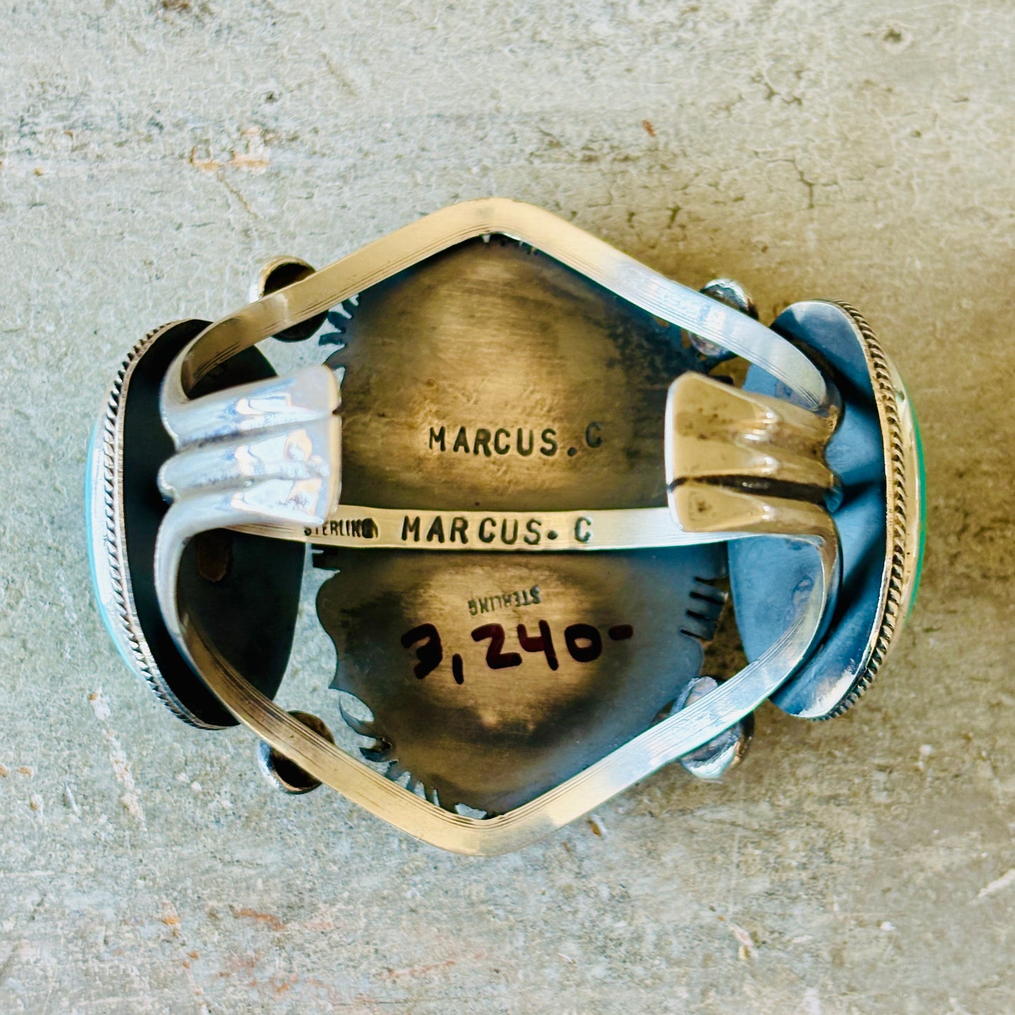 Navajo Marcus Chavez Sterling Silver & Kingman Turquoise Statement Cuff