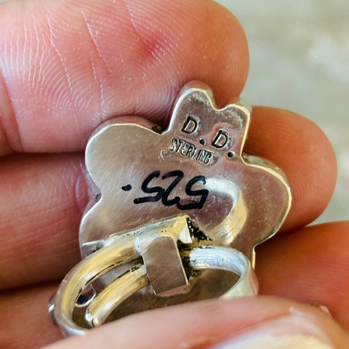 Zuni Don Dewa Sterling Silver Multi Stone Mickey Mouse Ring