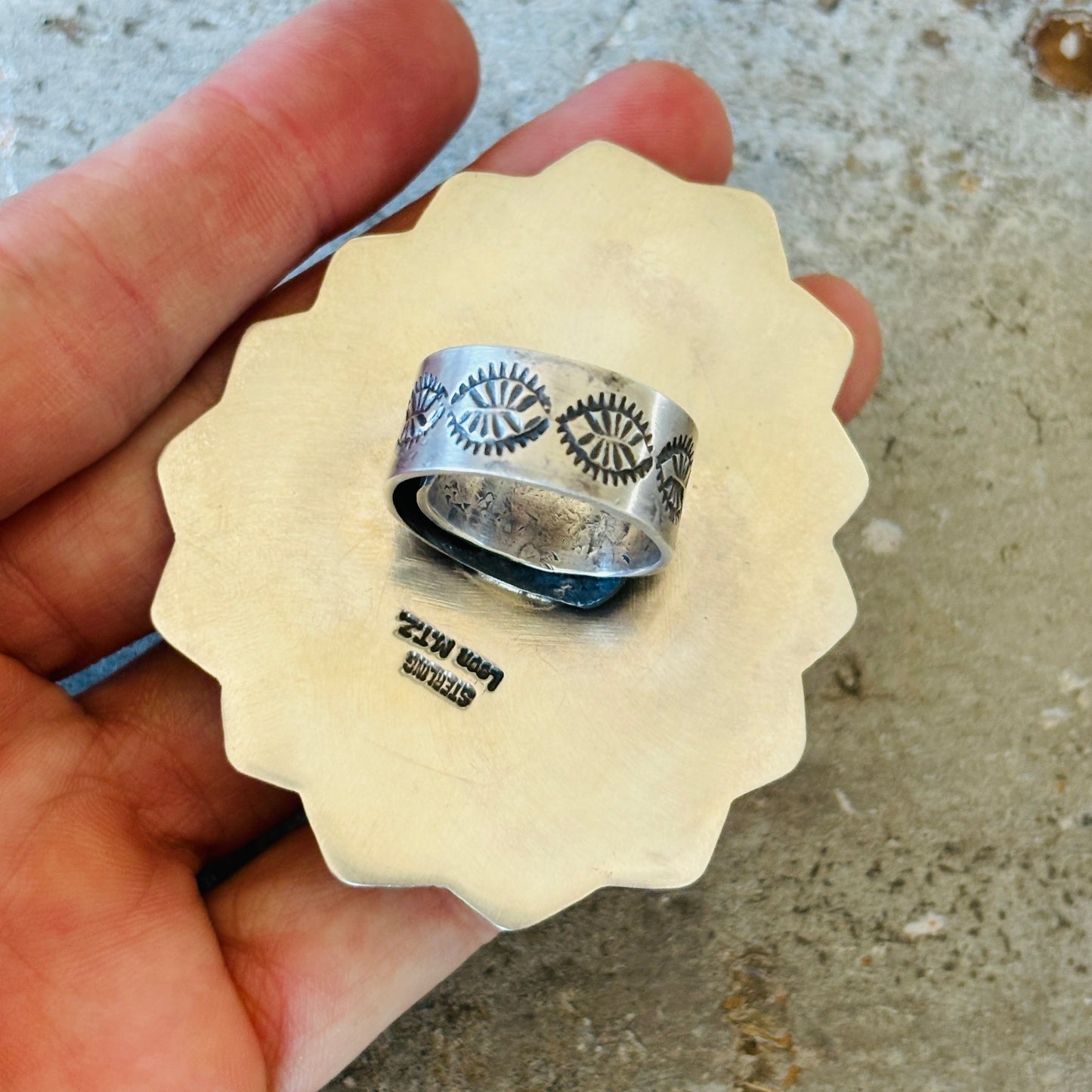 Navajo Leon Martinez Sterling Silver & Royston Turquoise Statement Ring