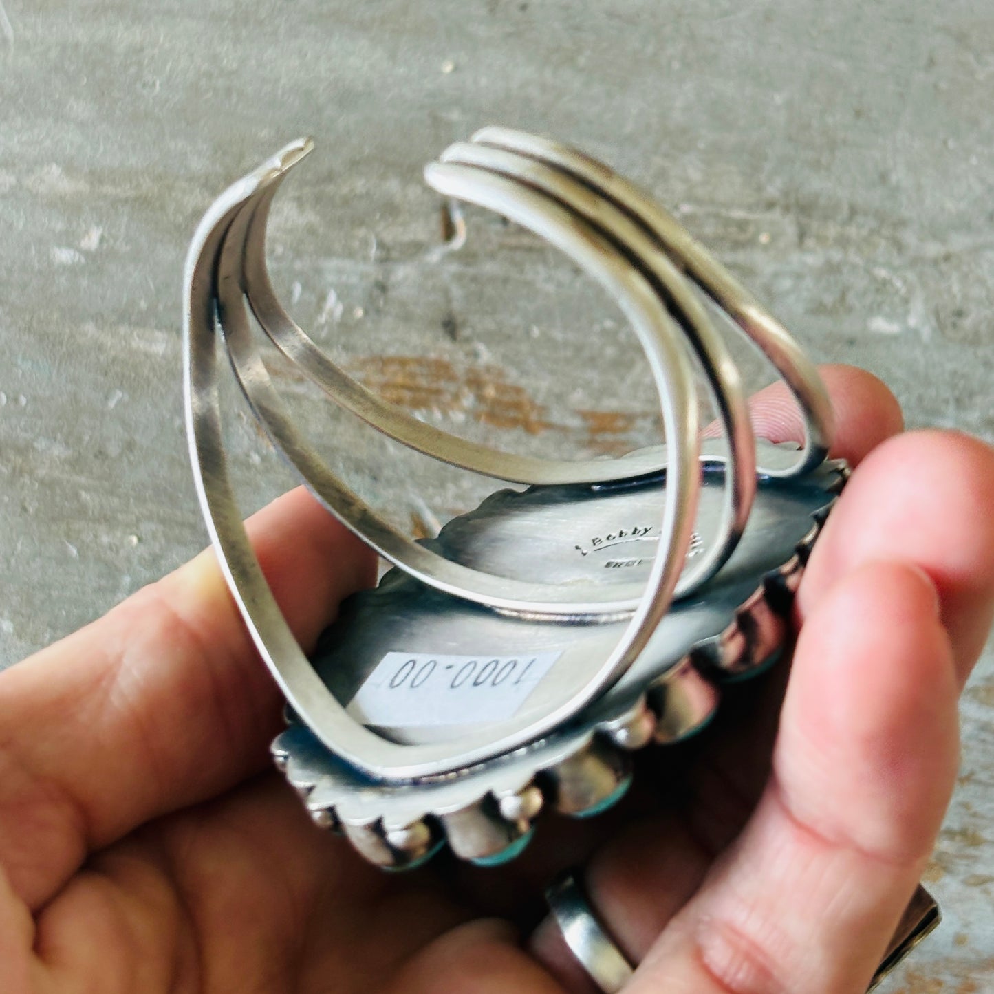 Navajo Bobby Johnson Sterling Silver & #8 Turquoise Cluster Cuff!