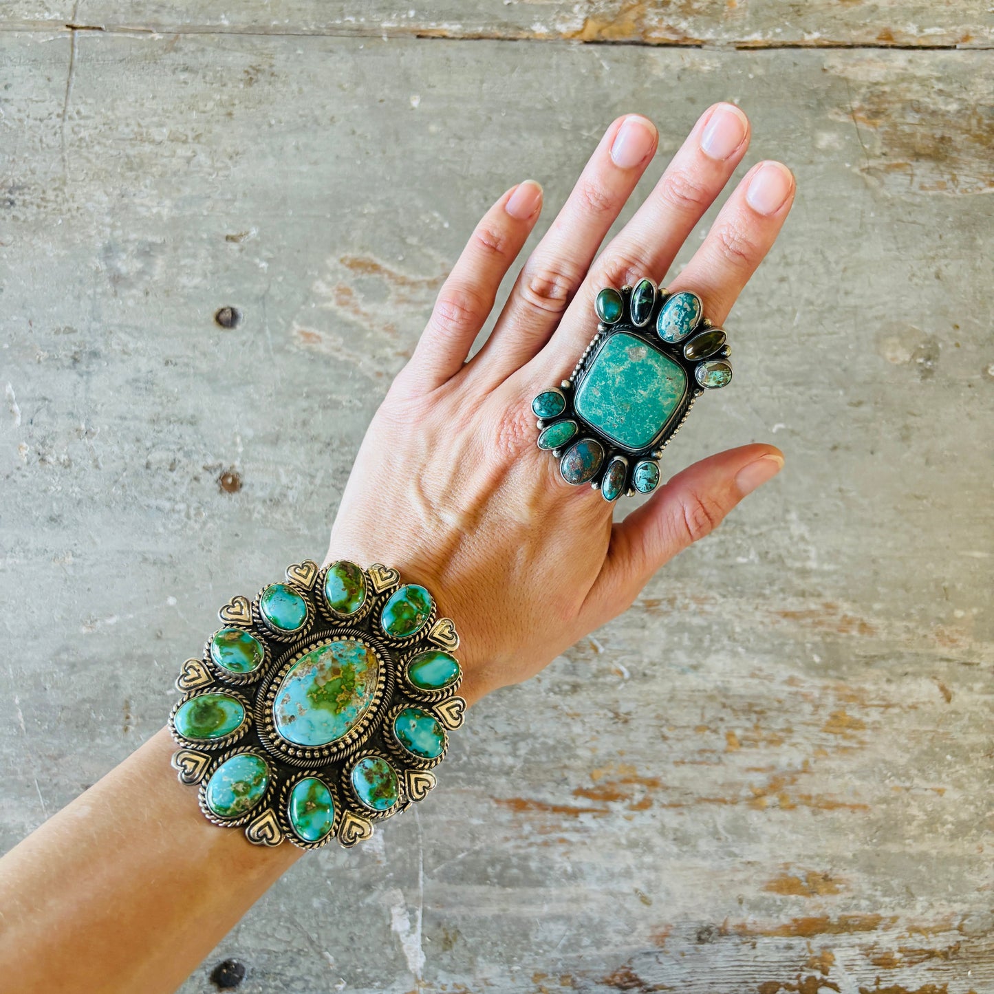 Navajo Sheila Becenti Sterling Silver & Mixed Turquoise Ring