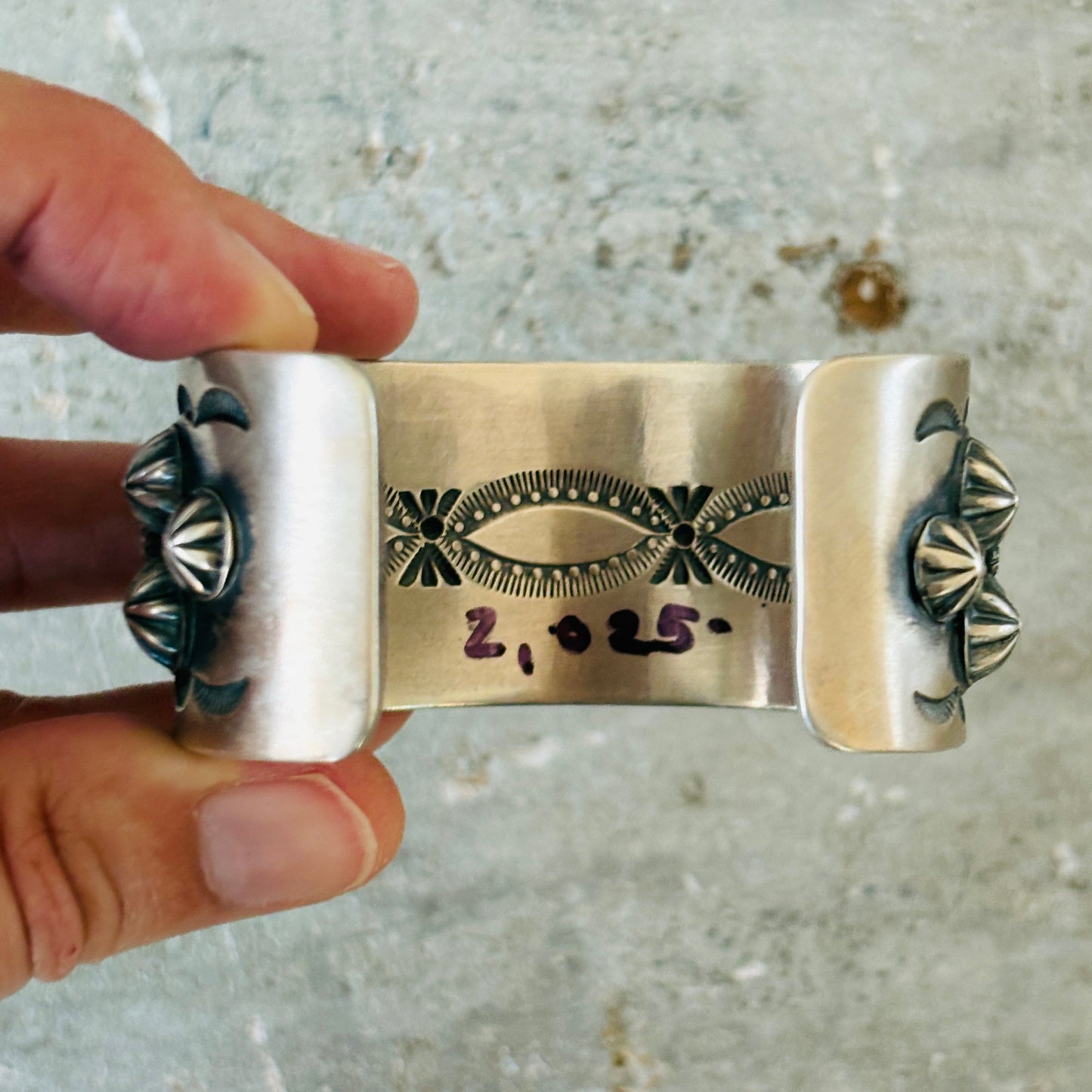Navajo Hemerson Brown Sterling Silver Starburst Stacker Cuff